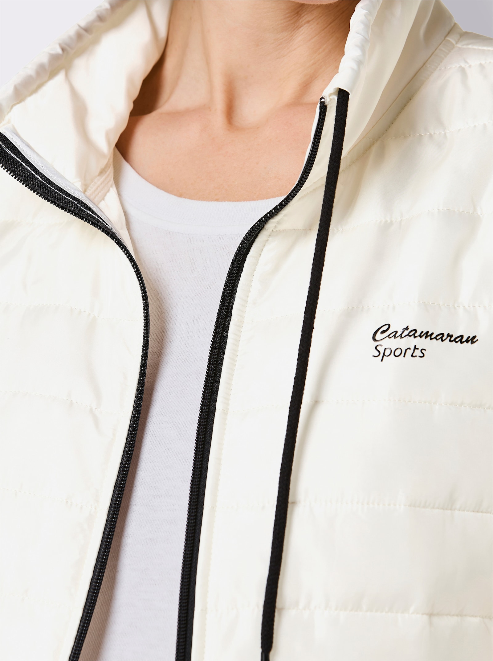 Catamaran Steppjacke im Material-Mix - champagner