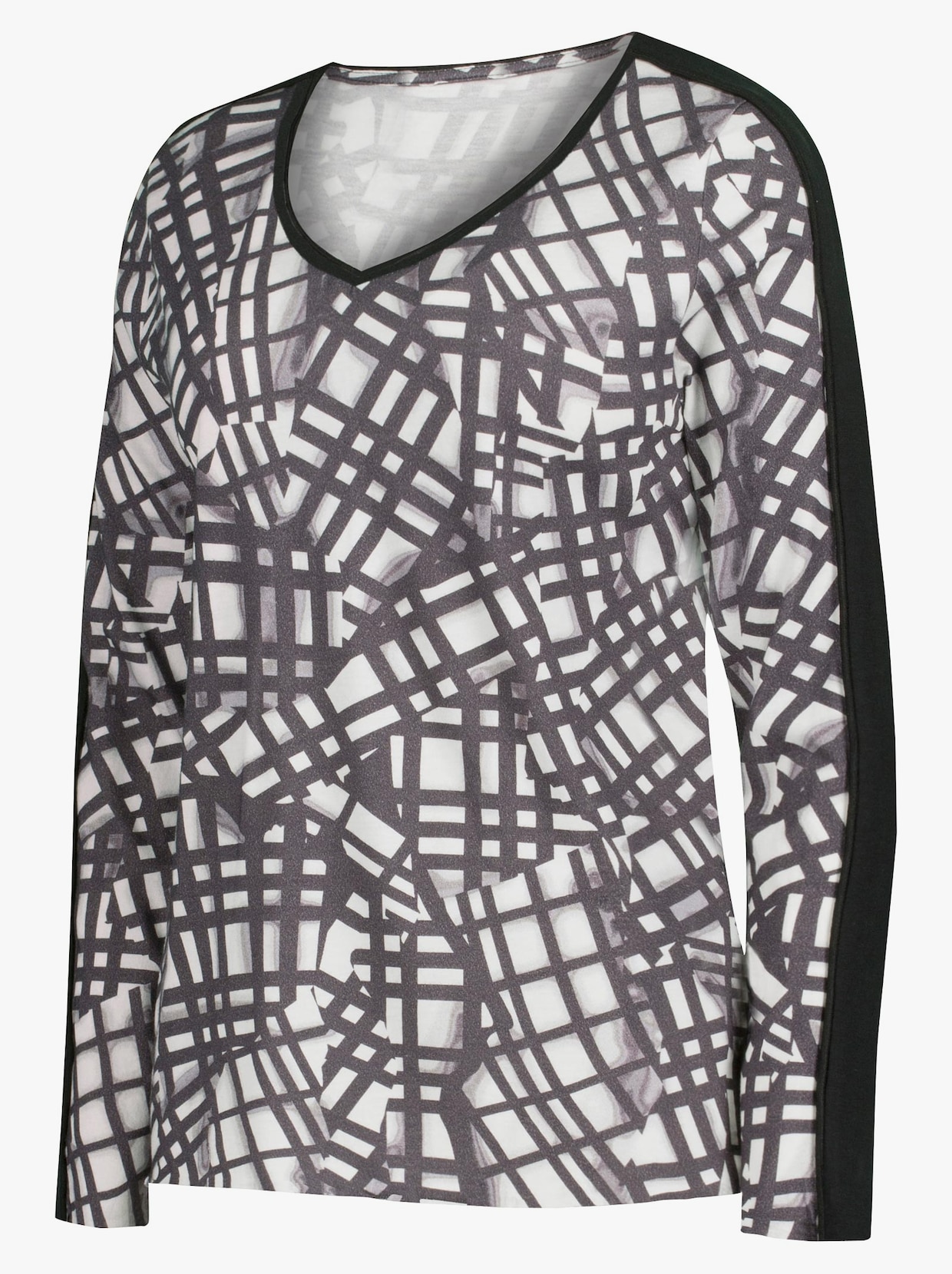 Langarmshirt - schwarz-weiß-bedruckt