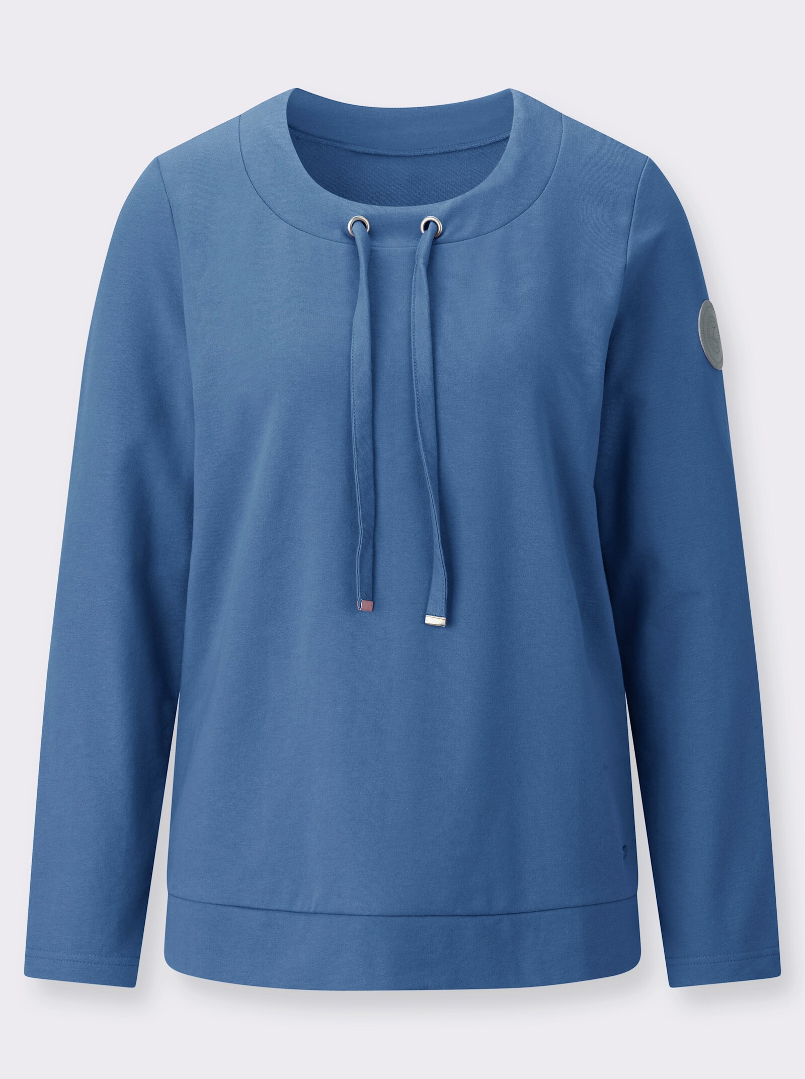 Sweatshirt mit Bindeband - mittelblau