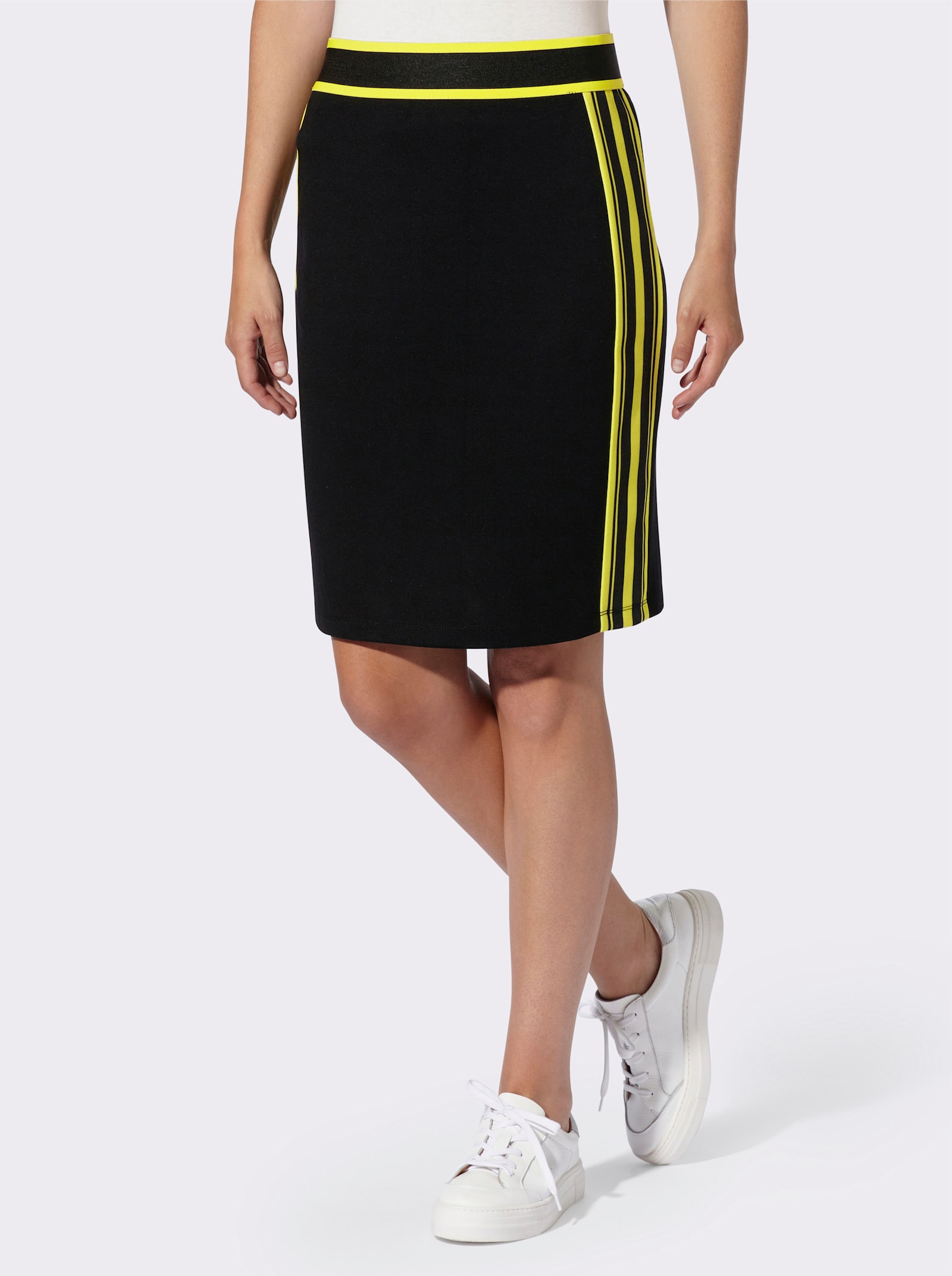 heine Jerseyrock mit Kontraststreifen - schwarz