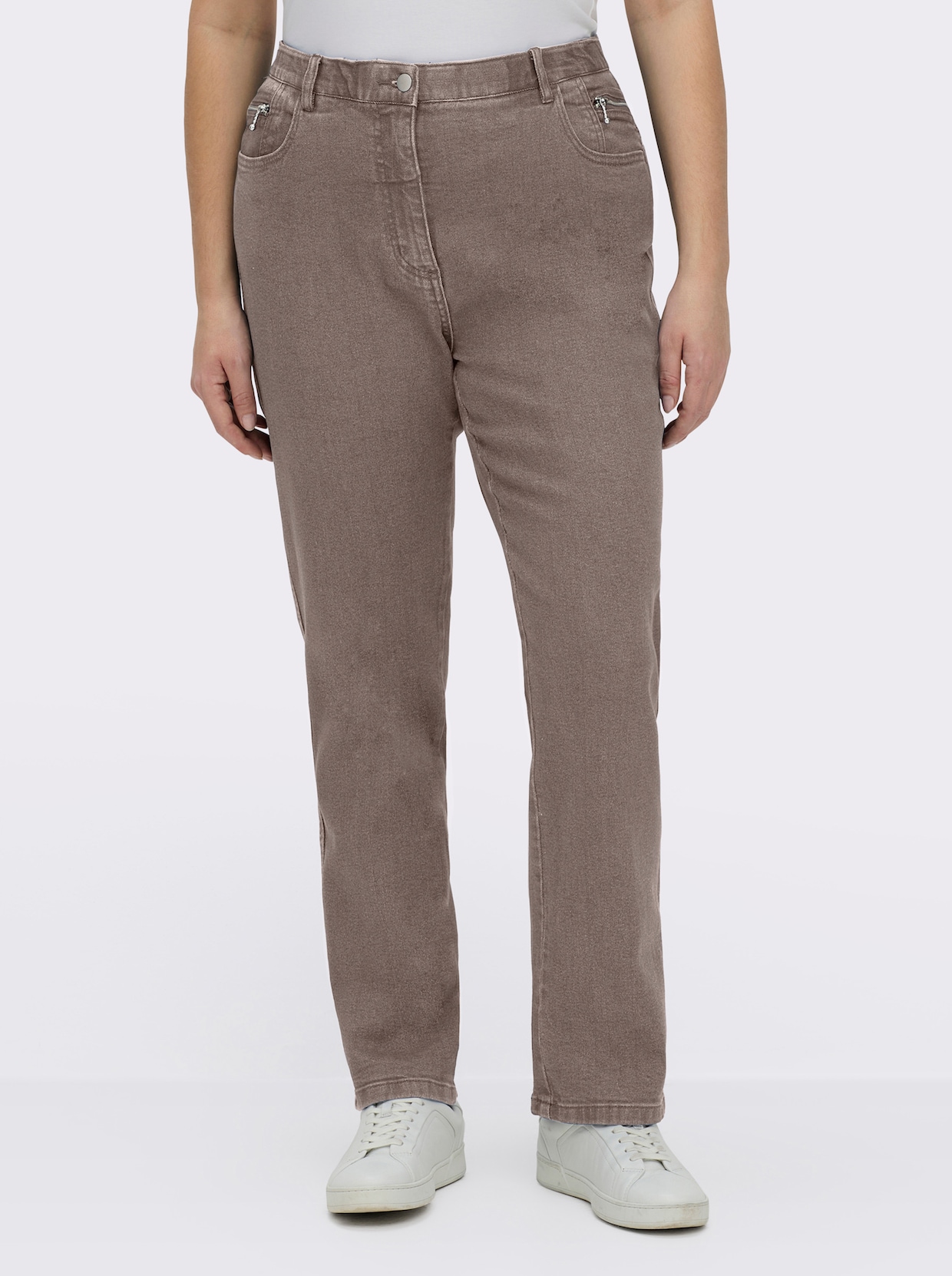 5-Pocket-Jeans gerade geschnitten - taupe