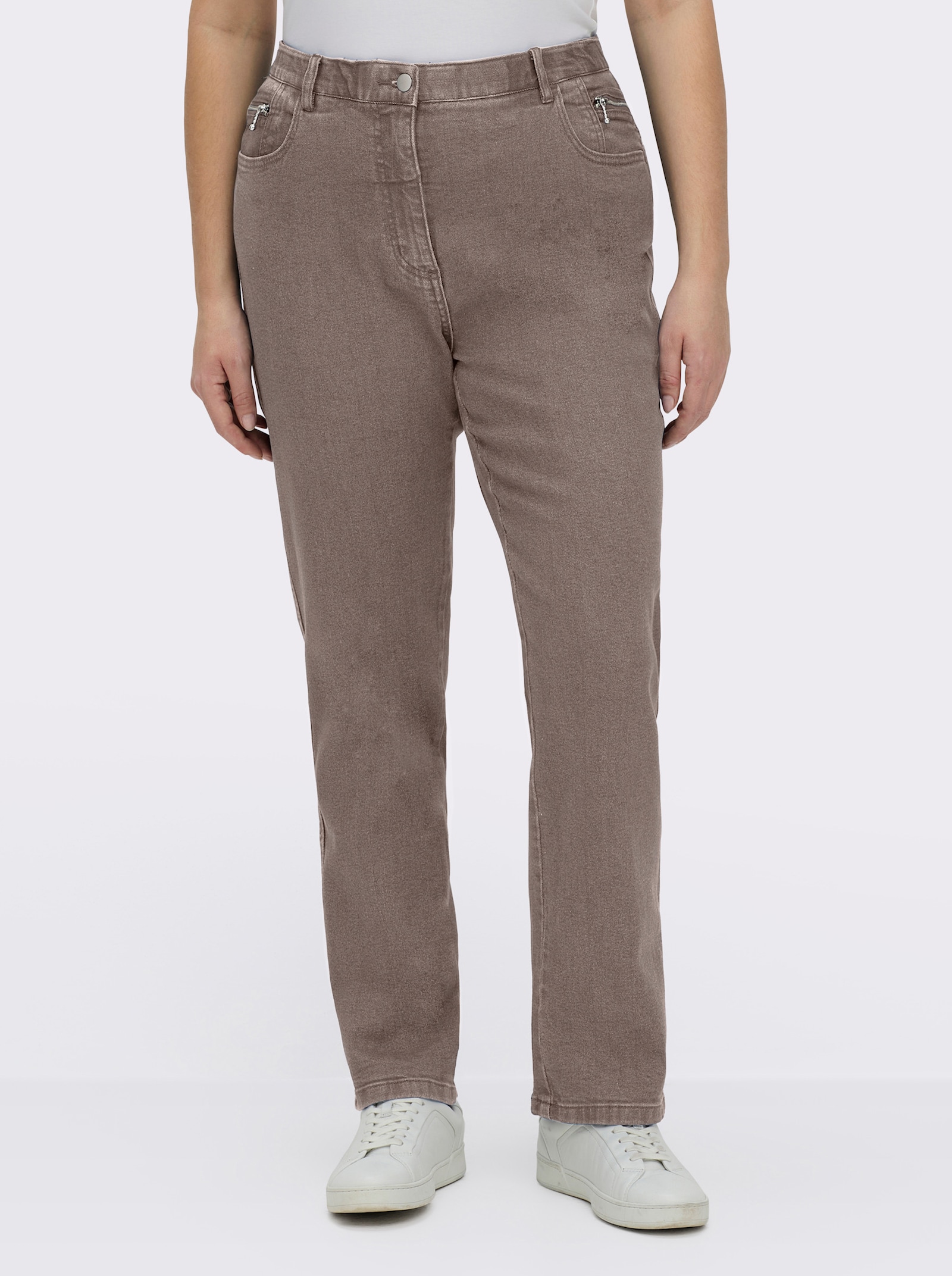 5-Pocket-Jeans gerade geschnitten - taupe