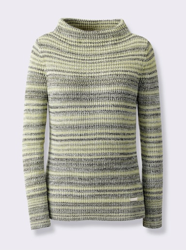 Langarm-Pullover - khaki-ecru-meliert