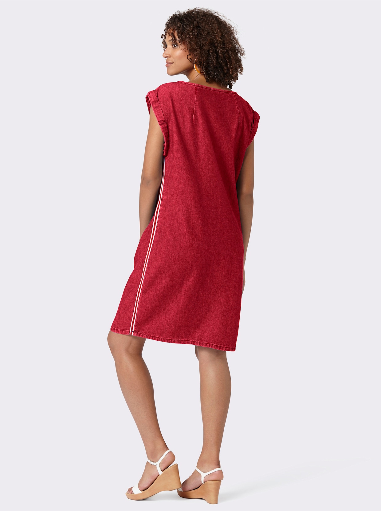 Džínové šaty - třešňově červená
