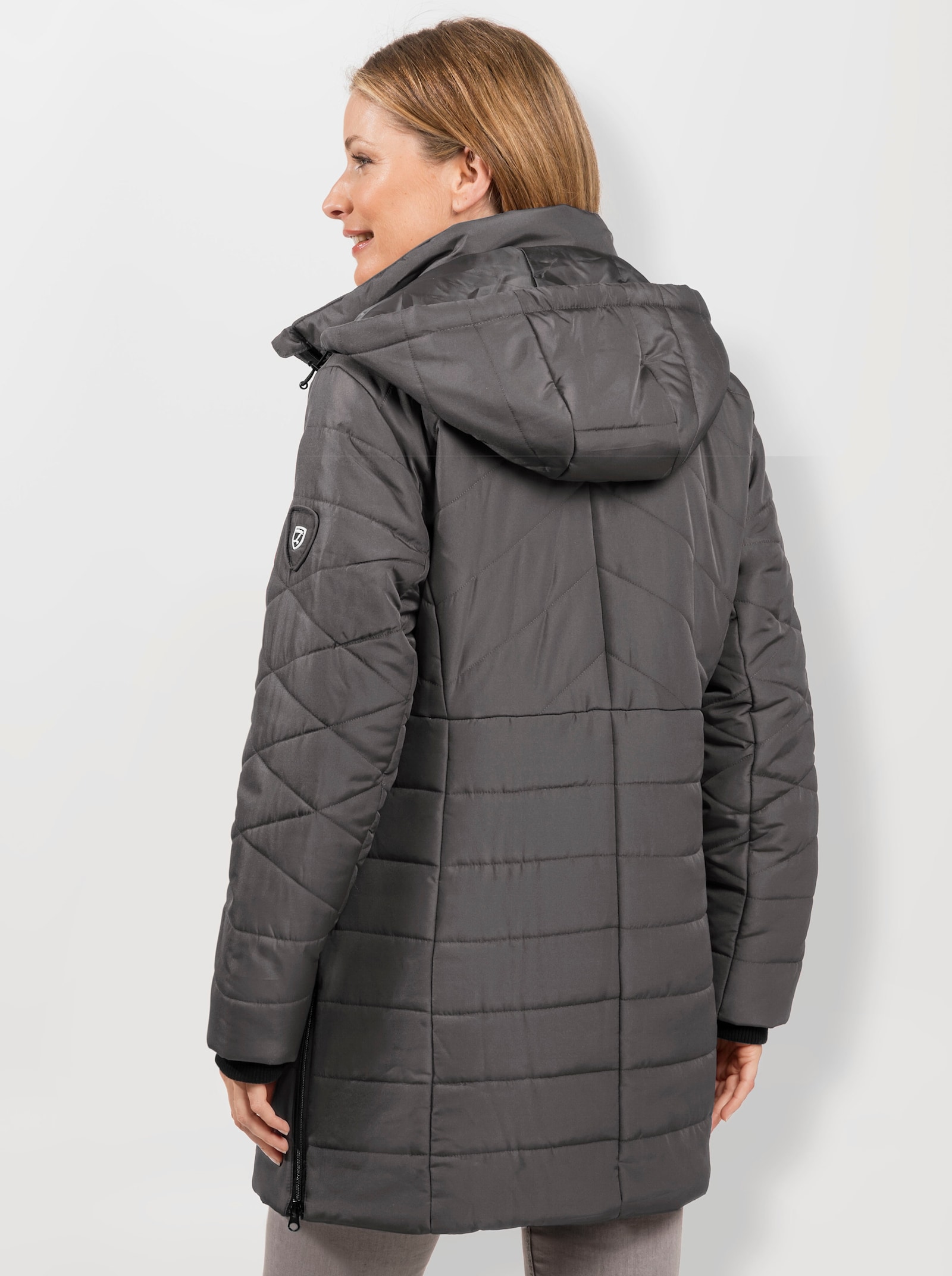 Steppjacke mit seitlichen Reißverschlüssen - anthrazit