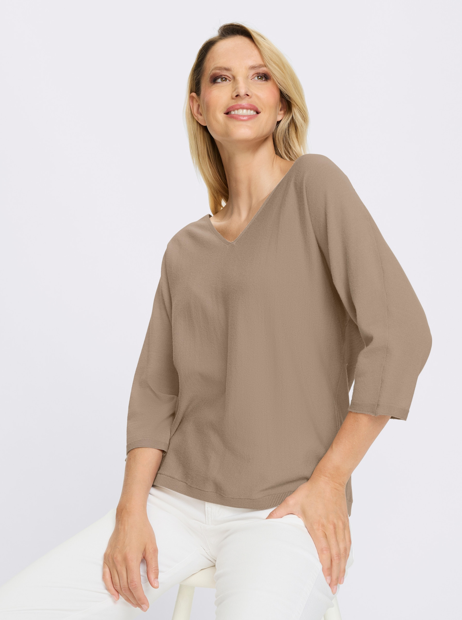 heine 3/4 Arm-Pullover in Oversized-Form - sesam