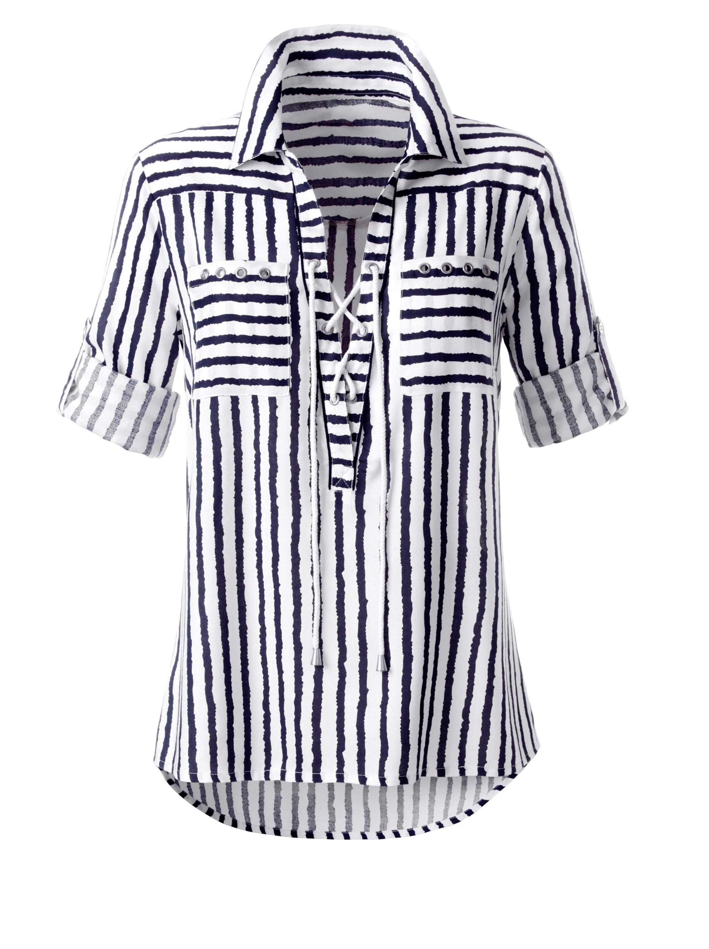 Gestreifte Bluse - marine-weiß-gestreift