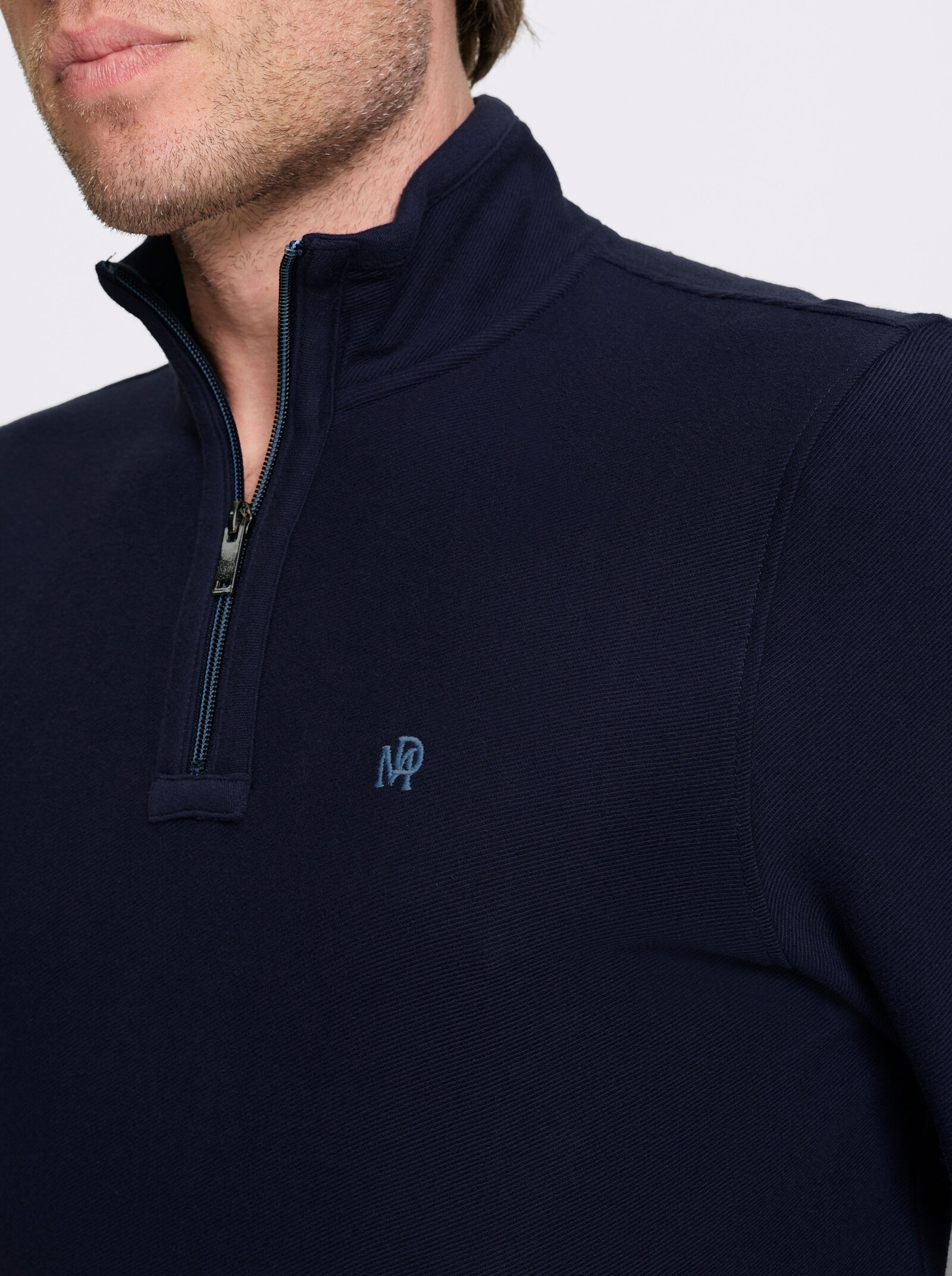 Marco Donati Sweatshirt mit feiner Rippstruktur - marine
