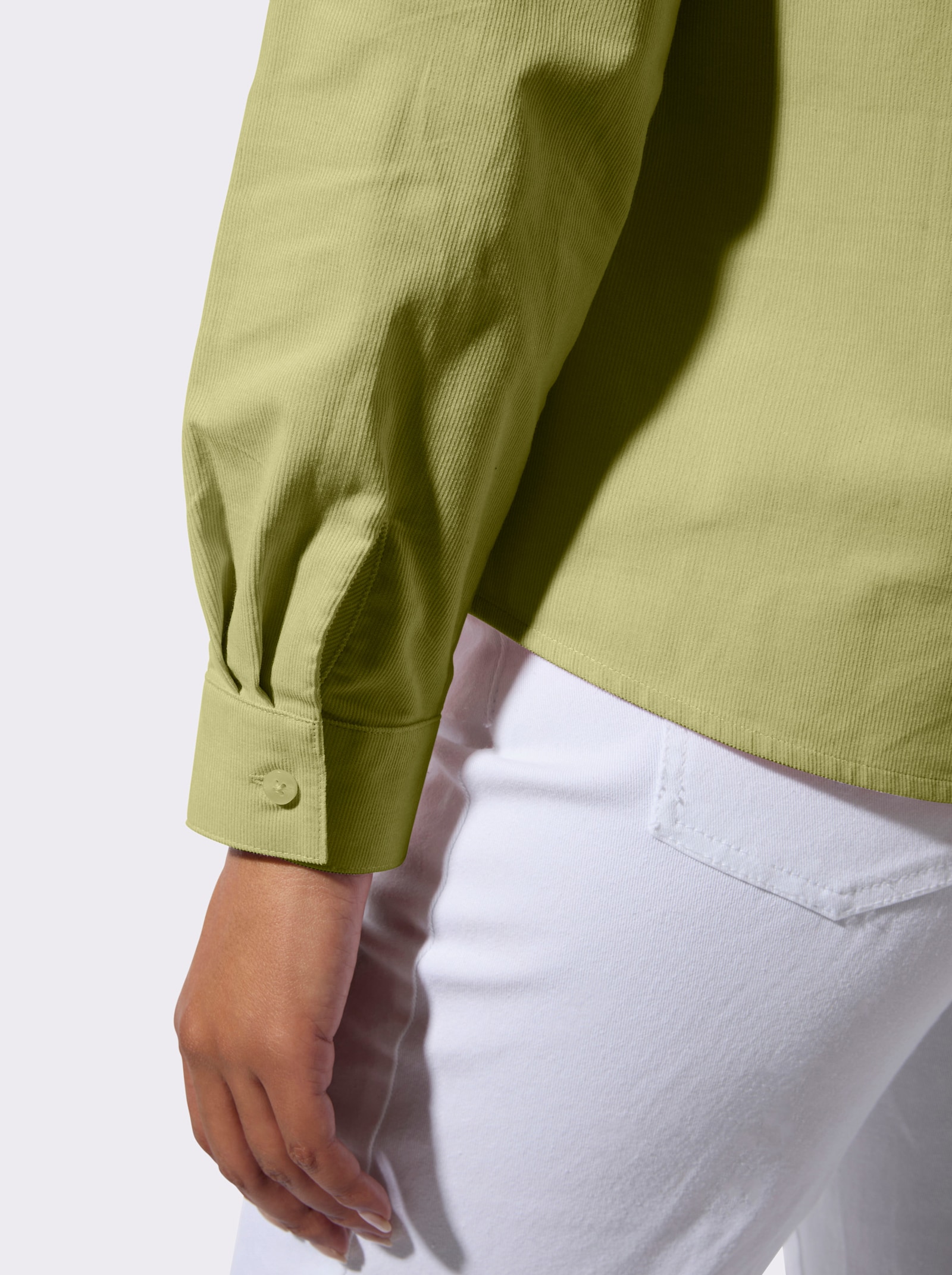 Chemisier en velours côtelé doux - vert tilleul