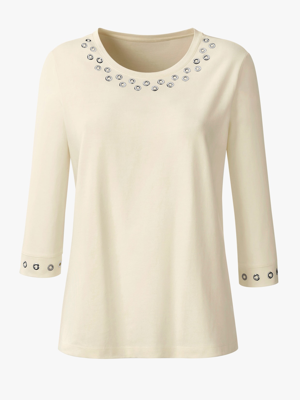 Rundhalsshirt aus reiner Baumwolle - champagner