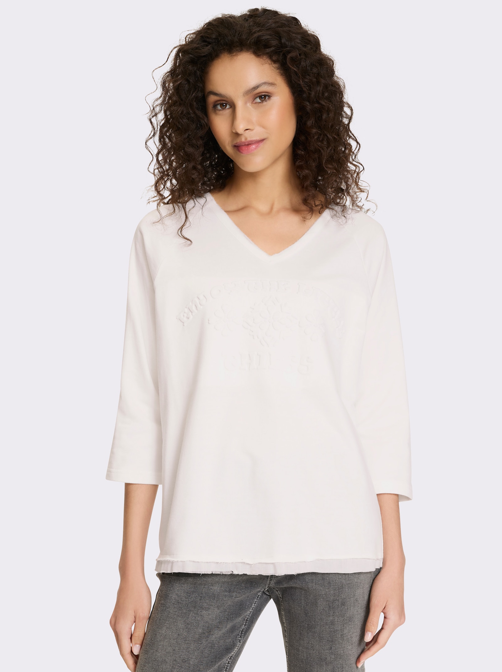 heine Sweatshirt mit 3D-Prägung - ecru