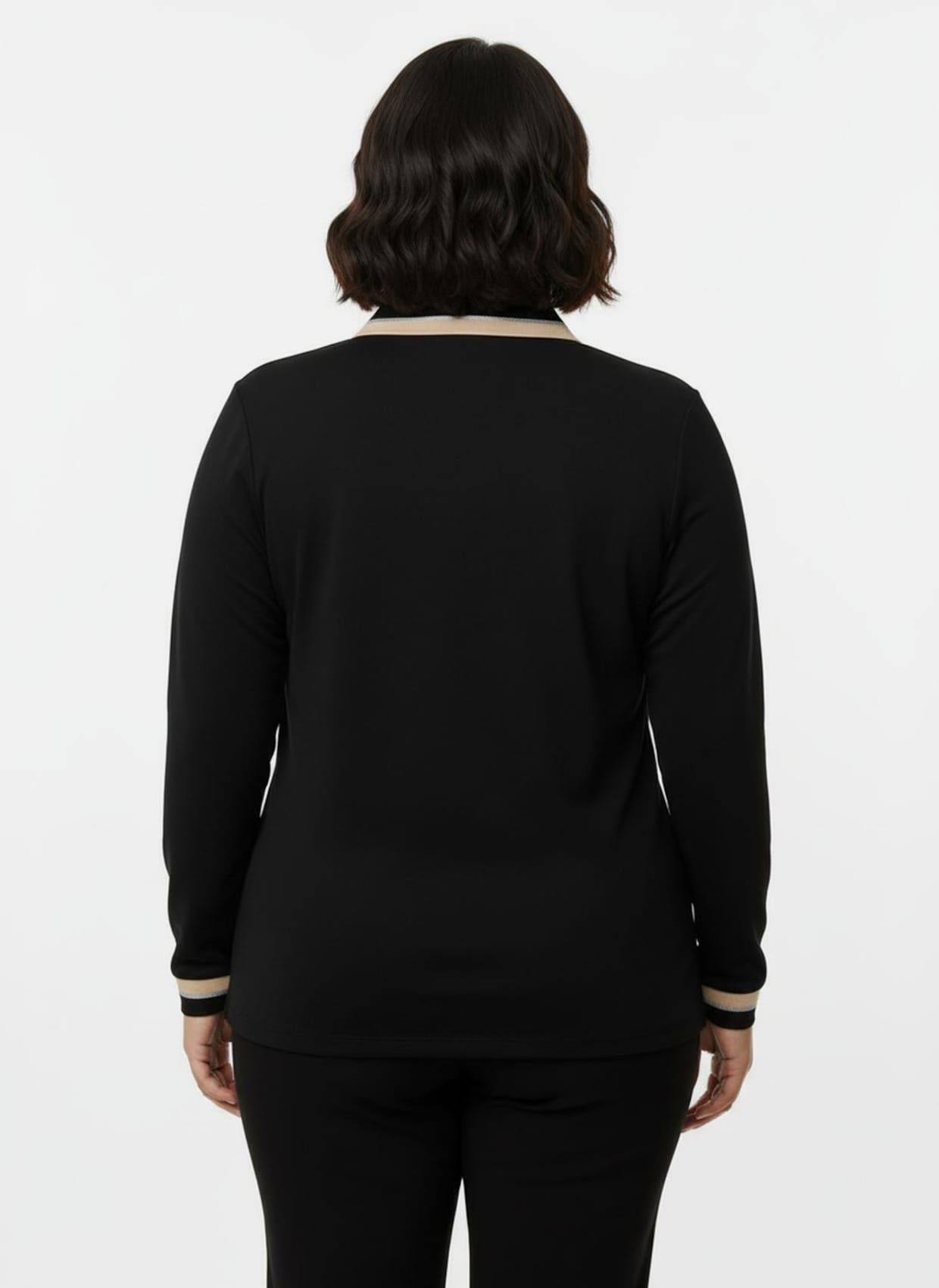 Poloshirt mit Kontrast-Akzenten - schwarz-sand-gemustert