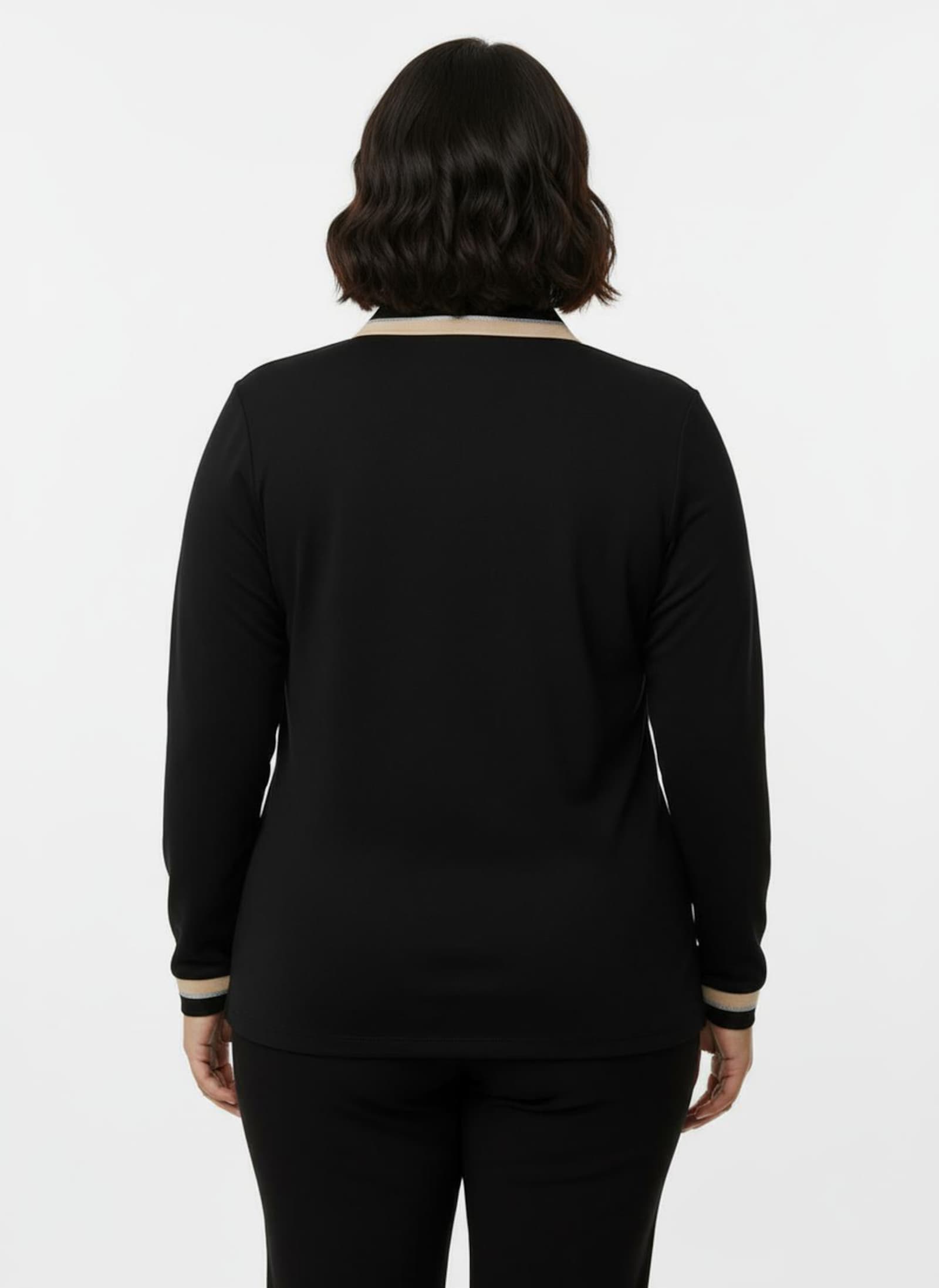 Poloshirt mit Kontrast-Akzenten - schwarz-sand-gemustert