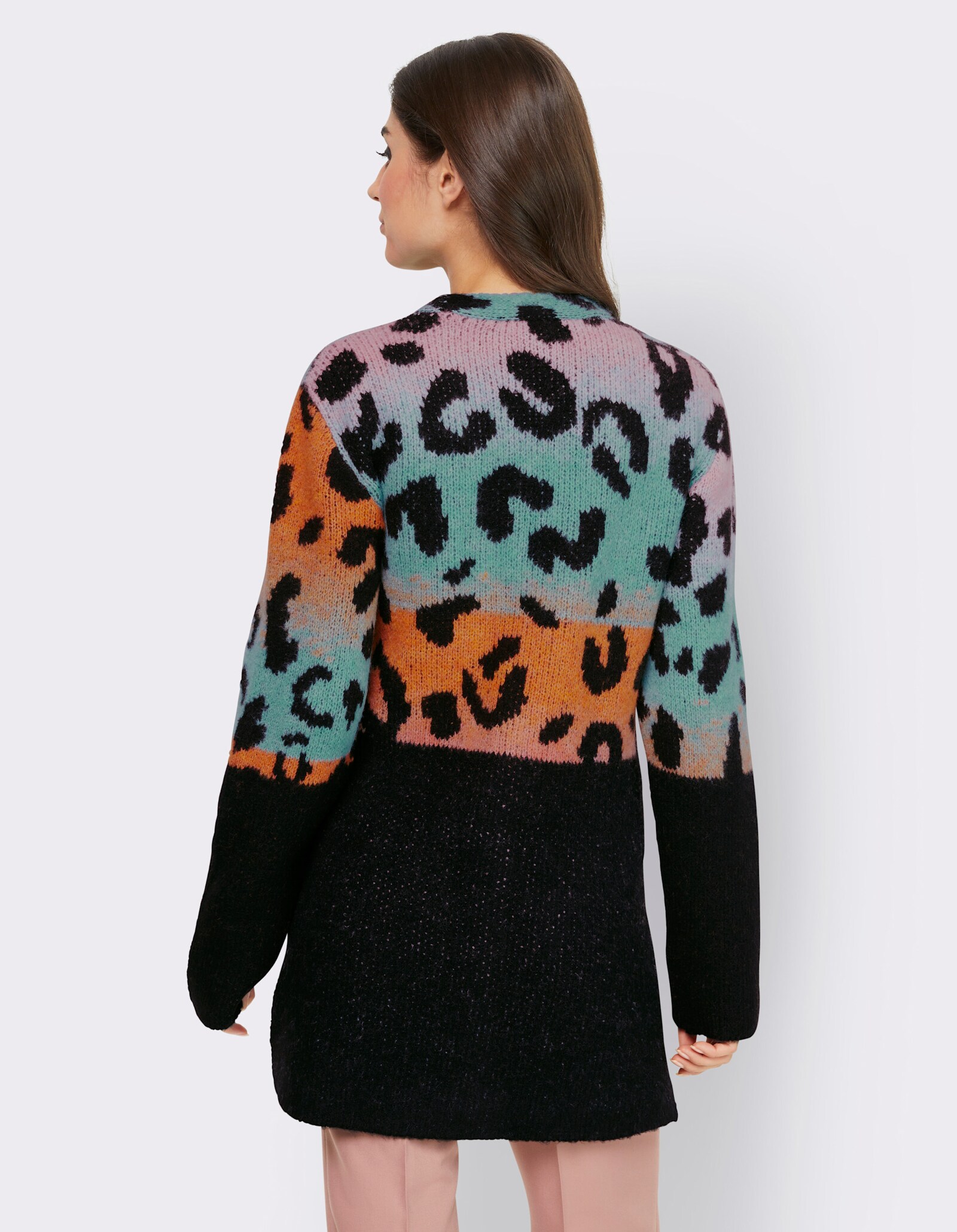 heine Vest met luipaardpatroon met kleurverloop - sesam-mandarijn-print