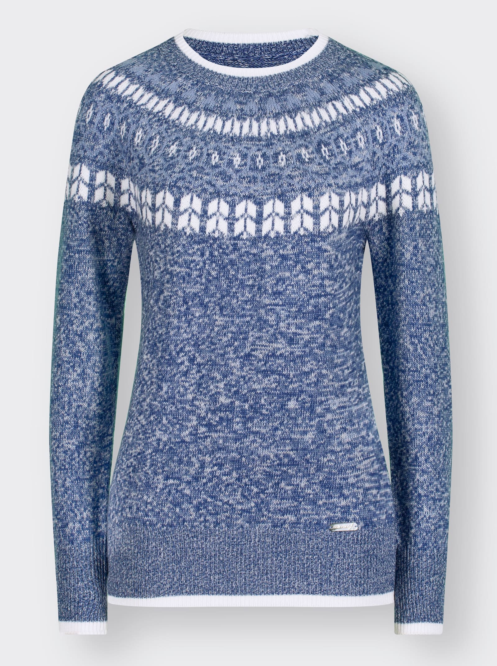 Norwegerpullover mit breiten Rippbündchen - jeansblau-bleu-meliert
