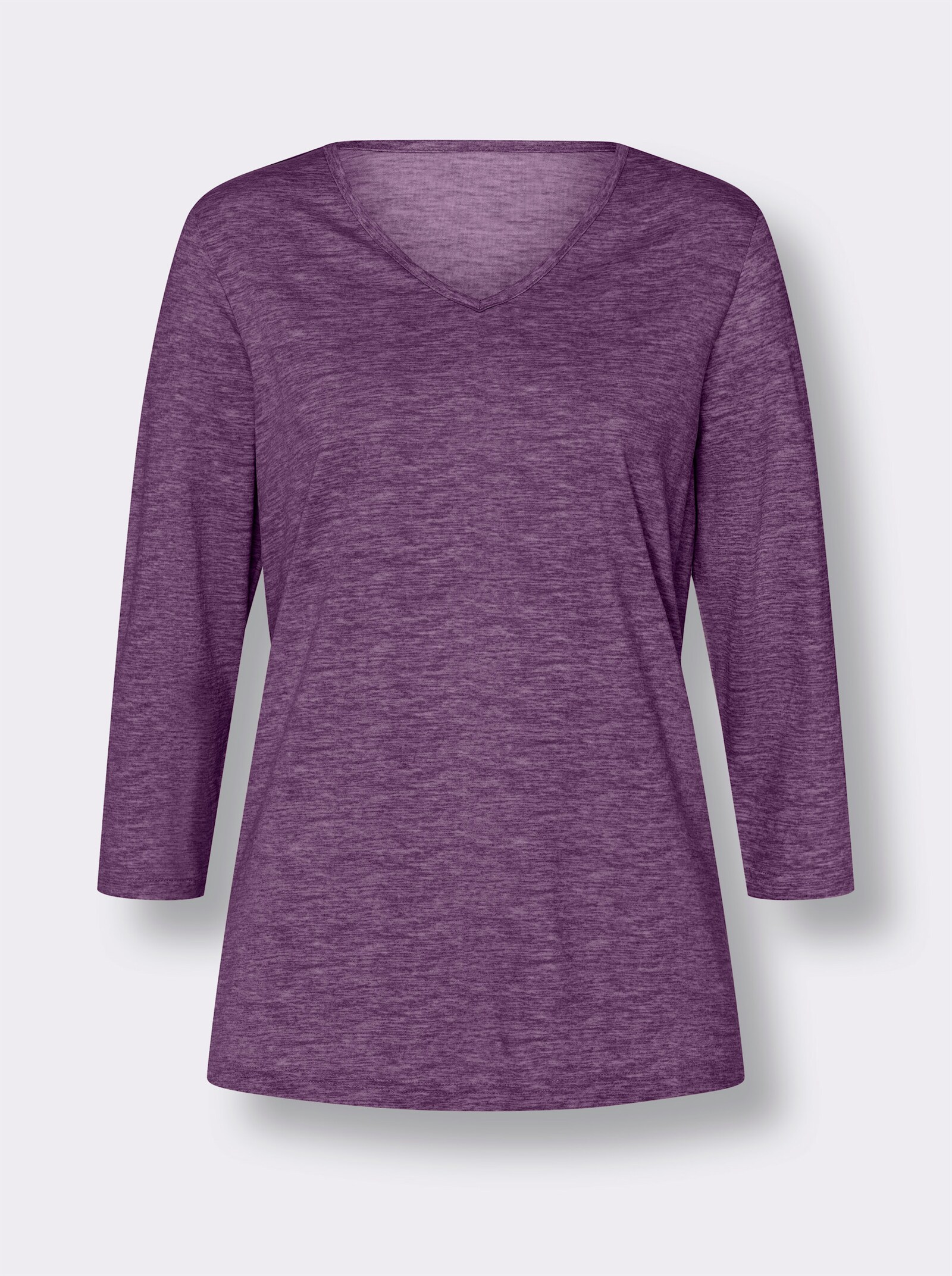 3/4-Arm-Shirt in Melange-Optik - traube-meliert