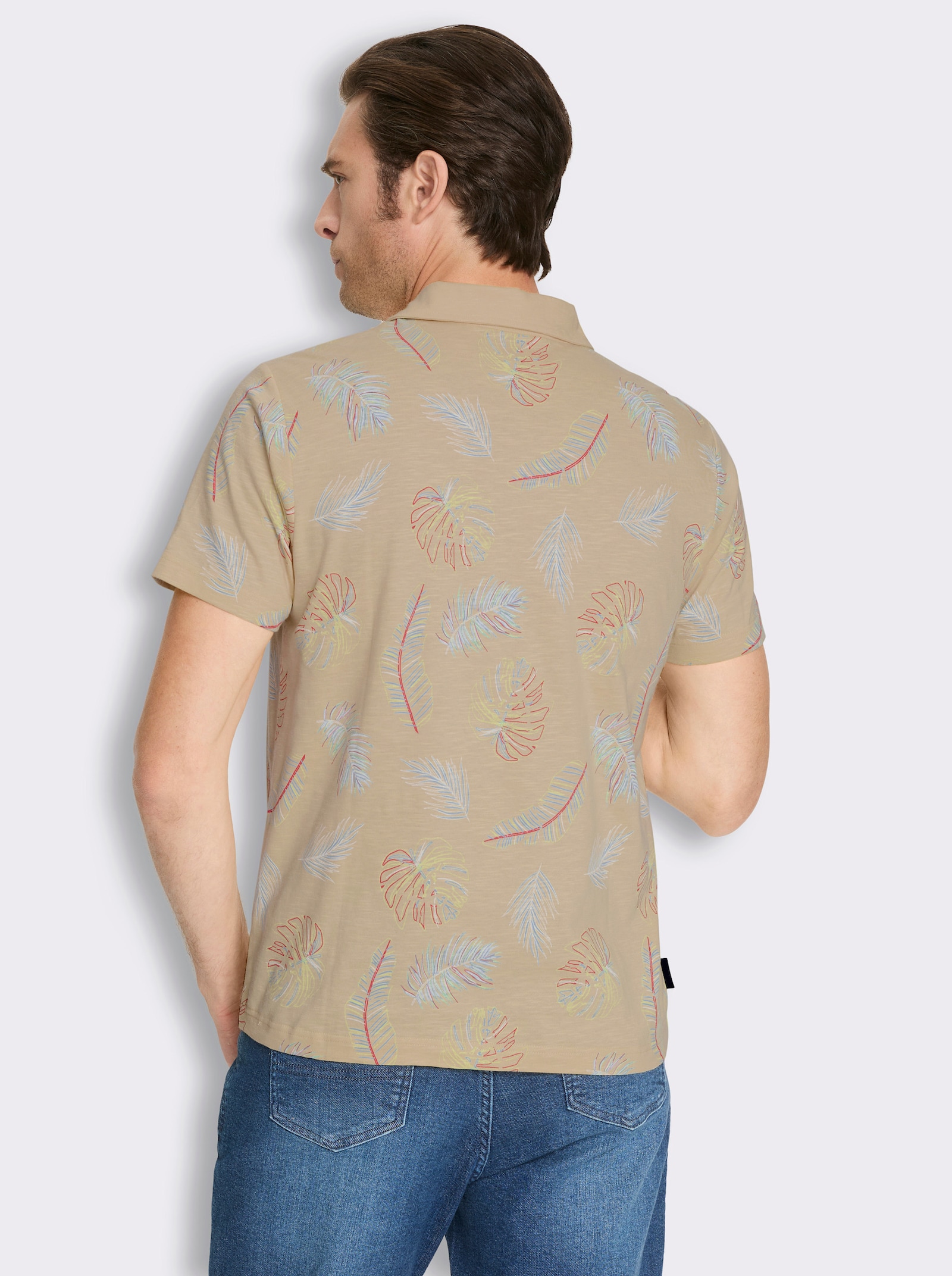 Marco Donati Kurzarmshirt mit exotischem Dessin - beige-bedruckt