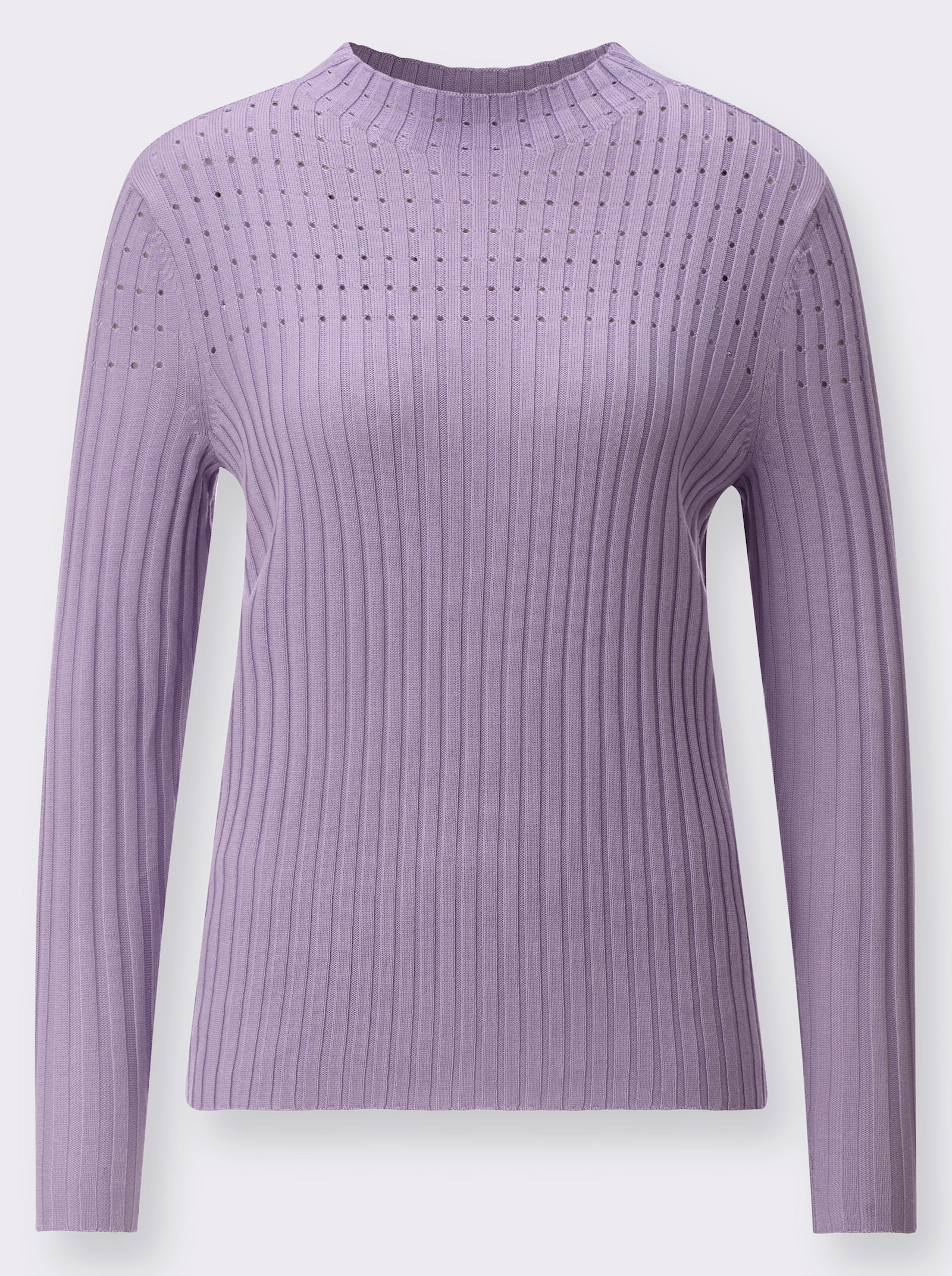 Stehkragenpullover mit Ajour-Muster - flieder
