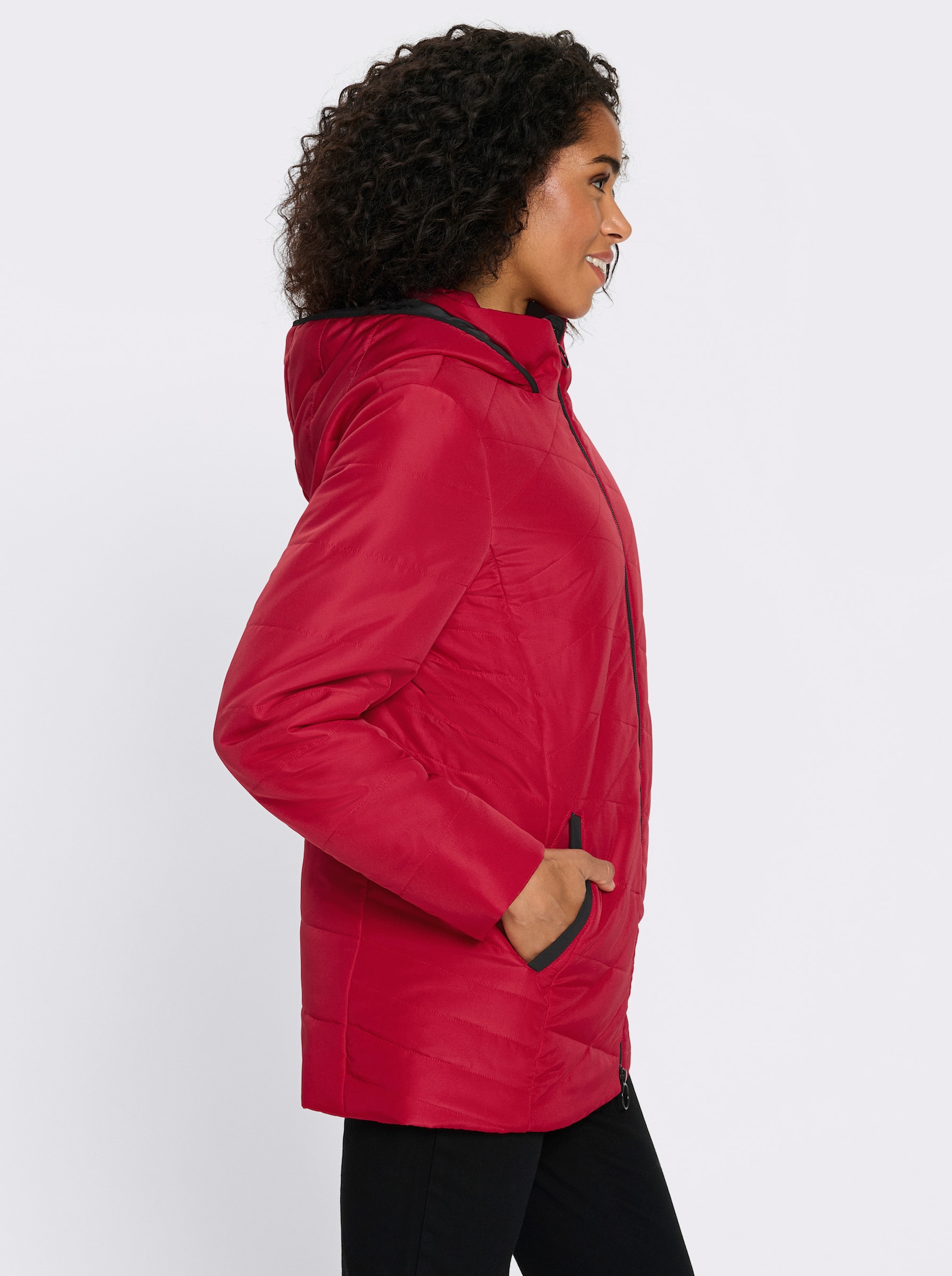 Gewatteerde jas met ruitstiksels - rood