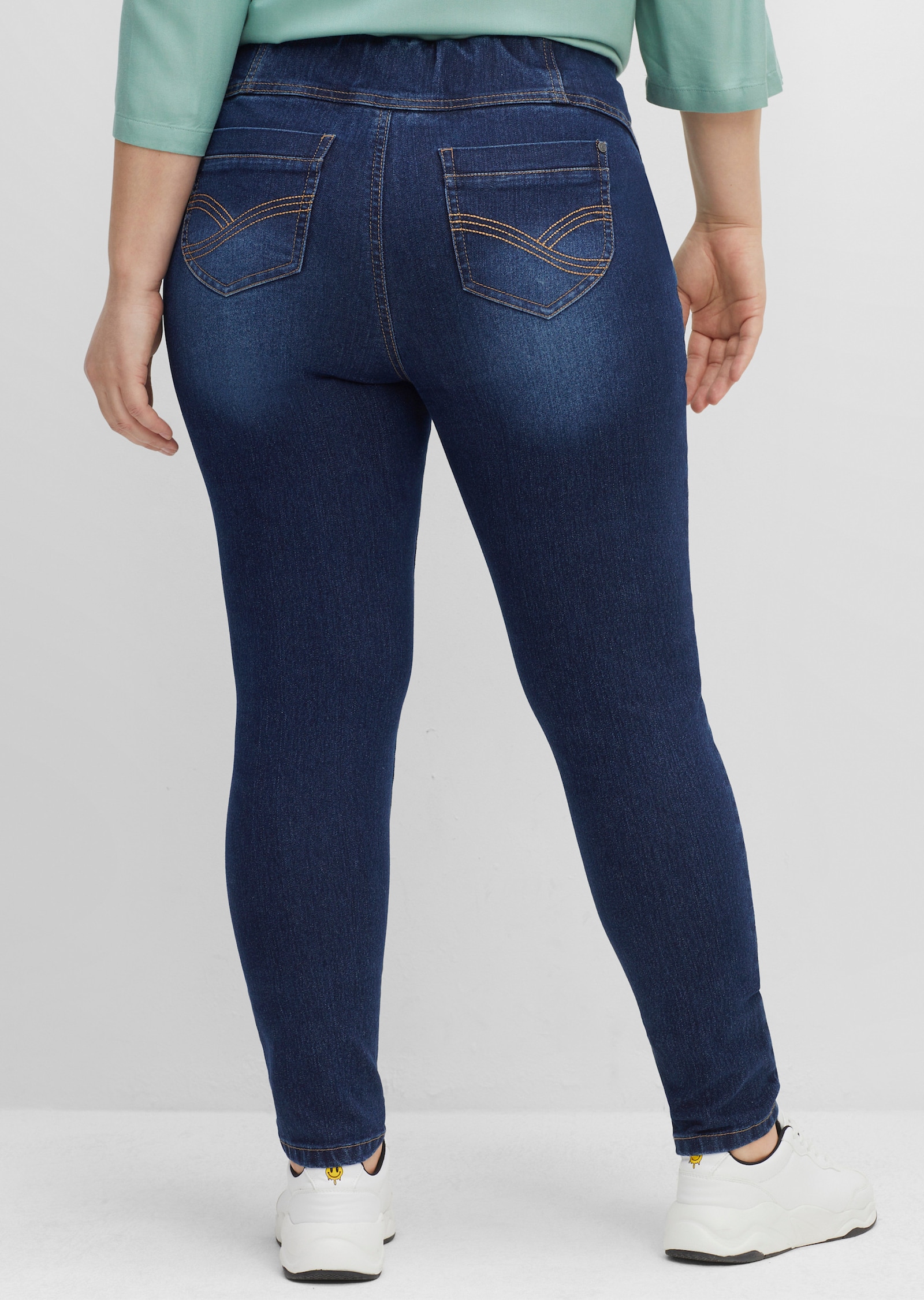 sheego Jeggings mit breitem Gummibund - dark blue denim