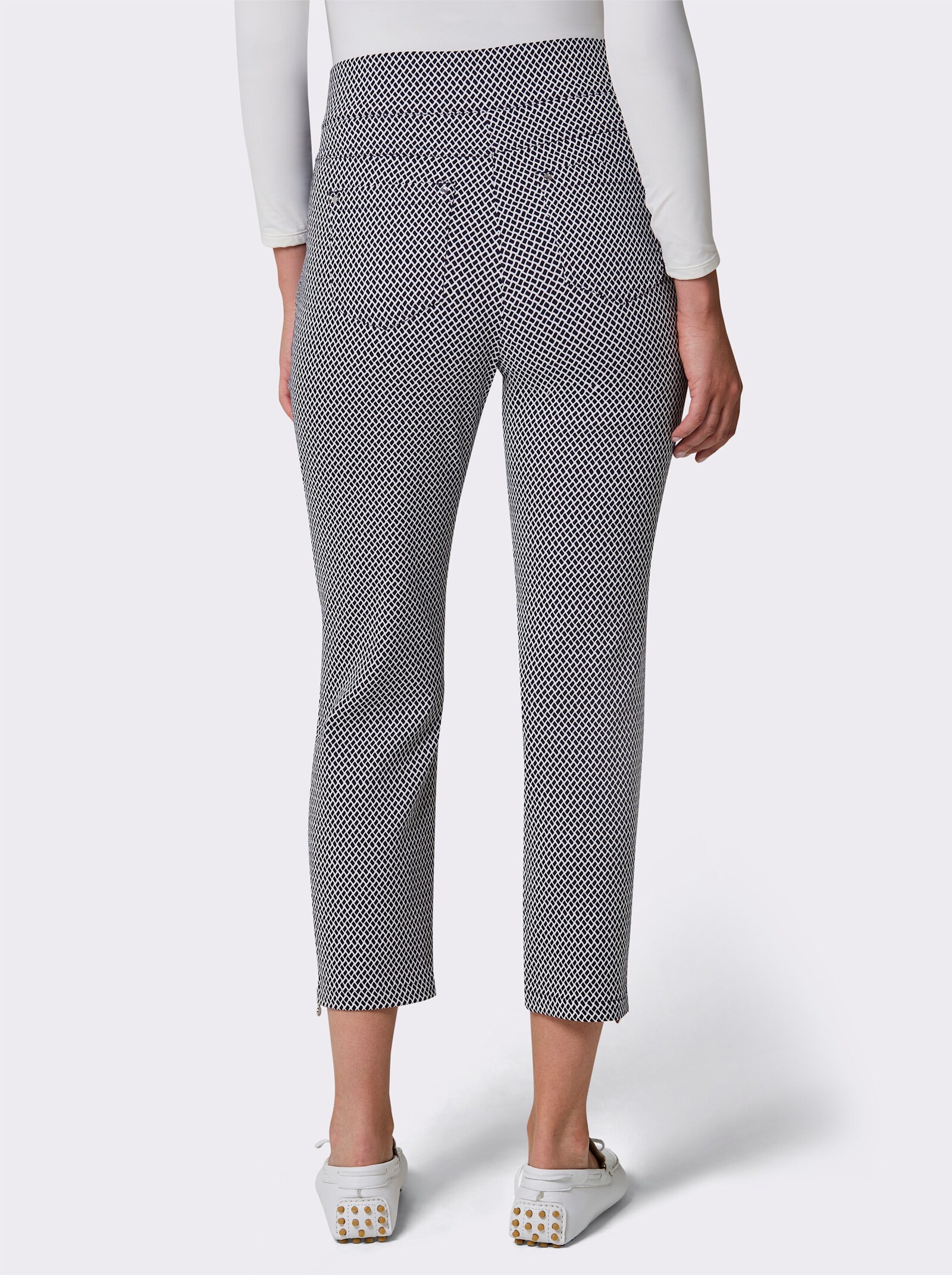CREATION L PREMIUM Schlupfhose mit Jacquardmuster - marine-weiß-gemustert
