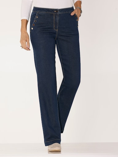 Jeans mit Zierknöpfen - dark blue