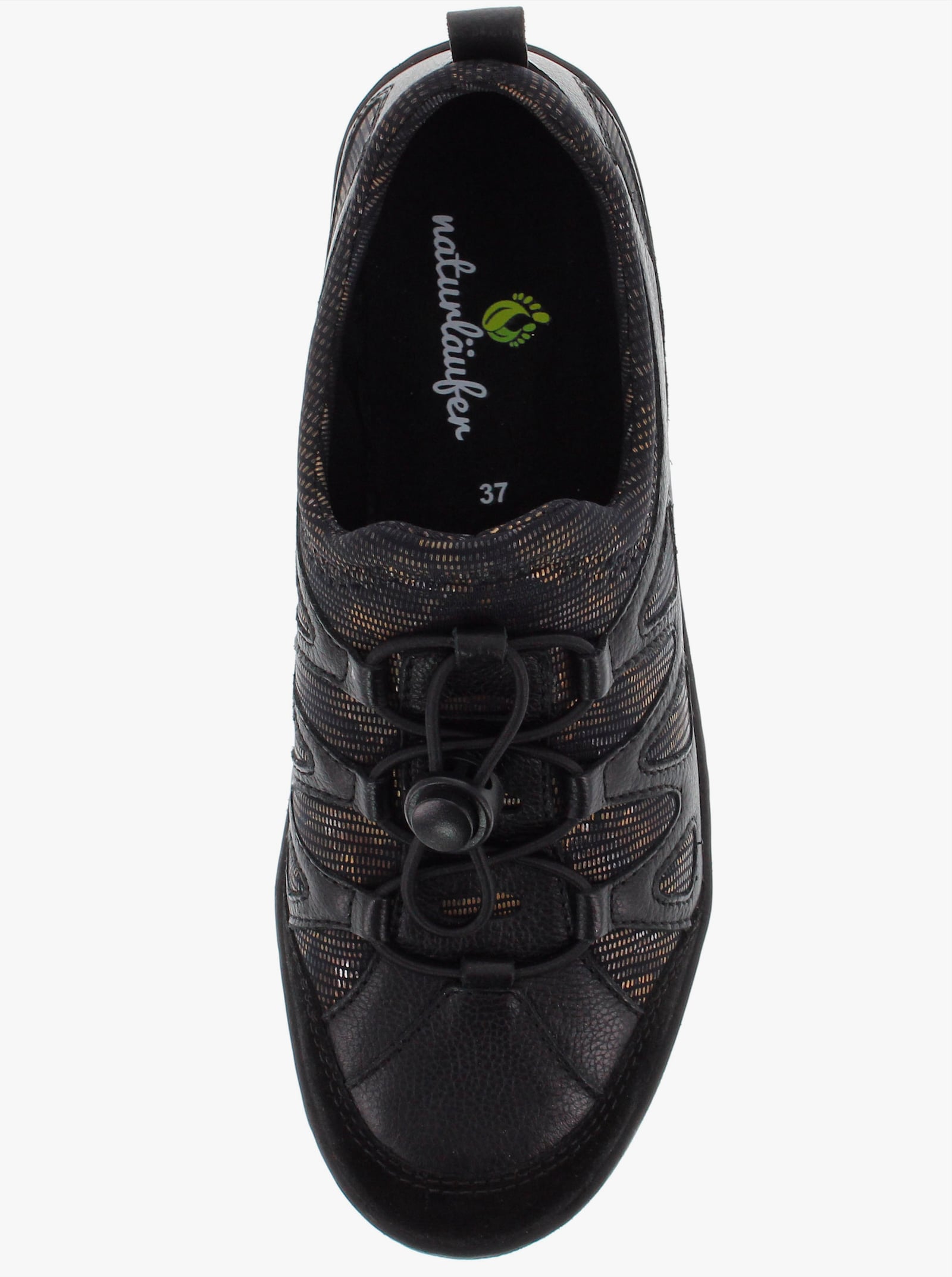 Naturläufer Slipper mit Stretch-Einsatz - schwarz