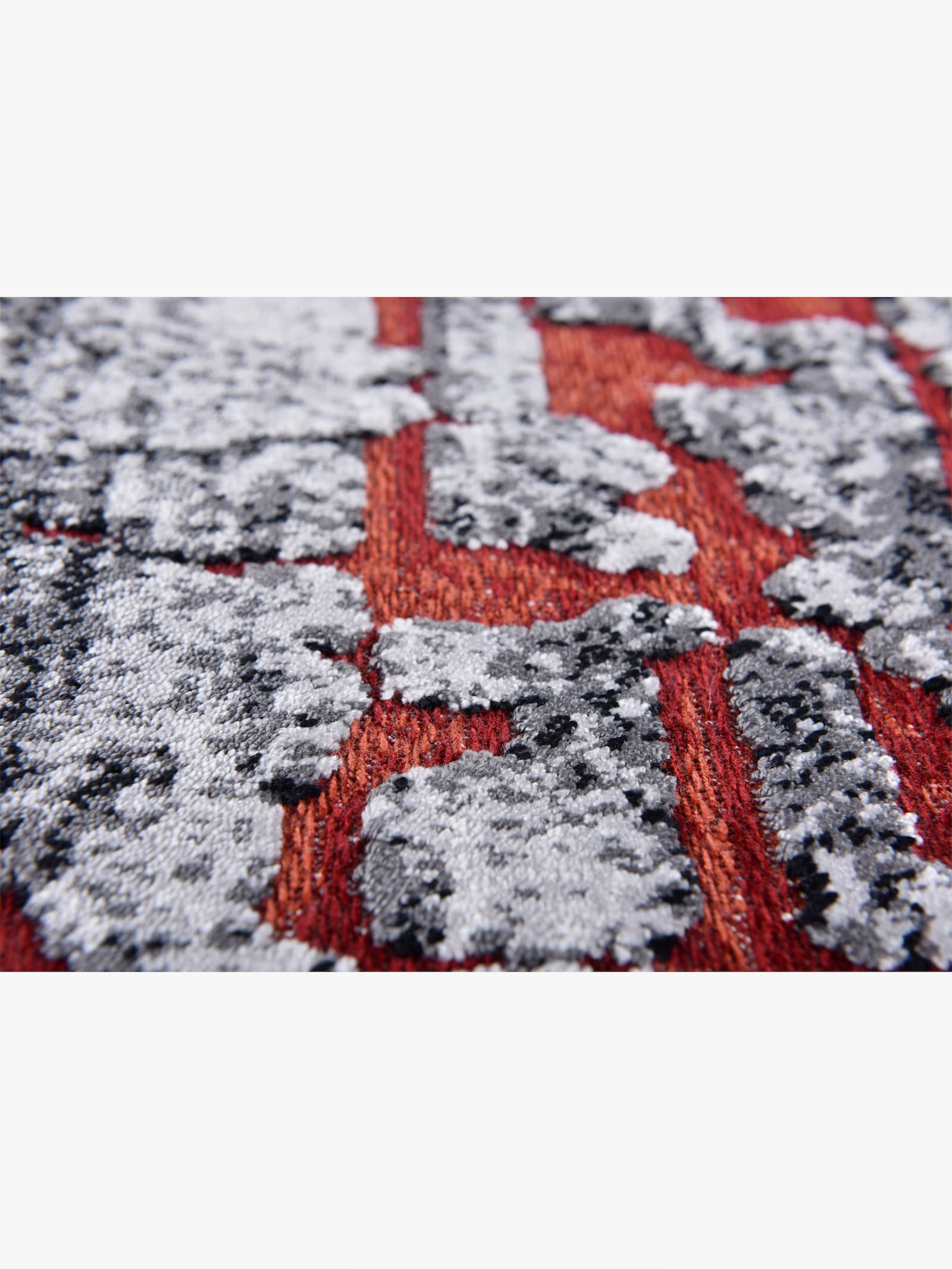 Theko Teppich - rot-grau