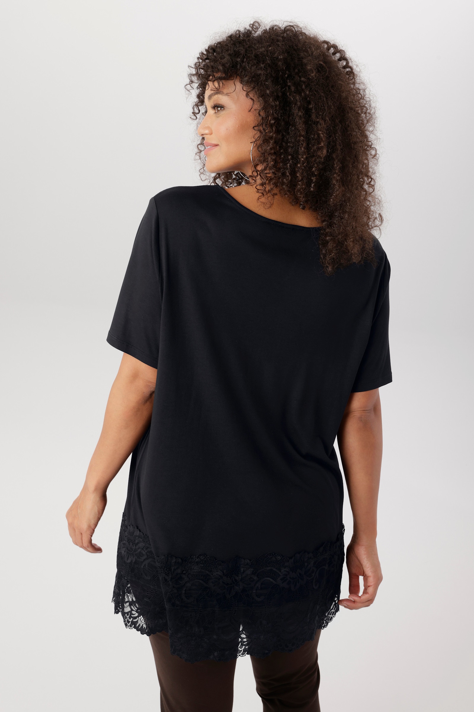 Aniston PLUS Spitzenshirt - schwarz