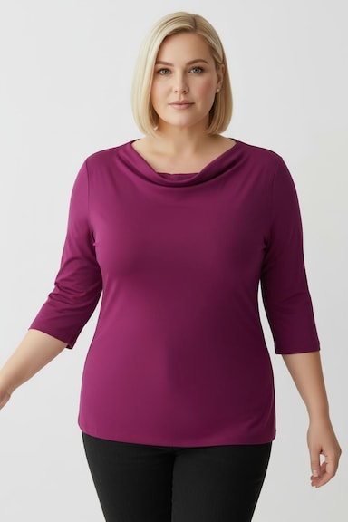 Wasserfallshirt mit 3/4-langen Ärmeln - magenta