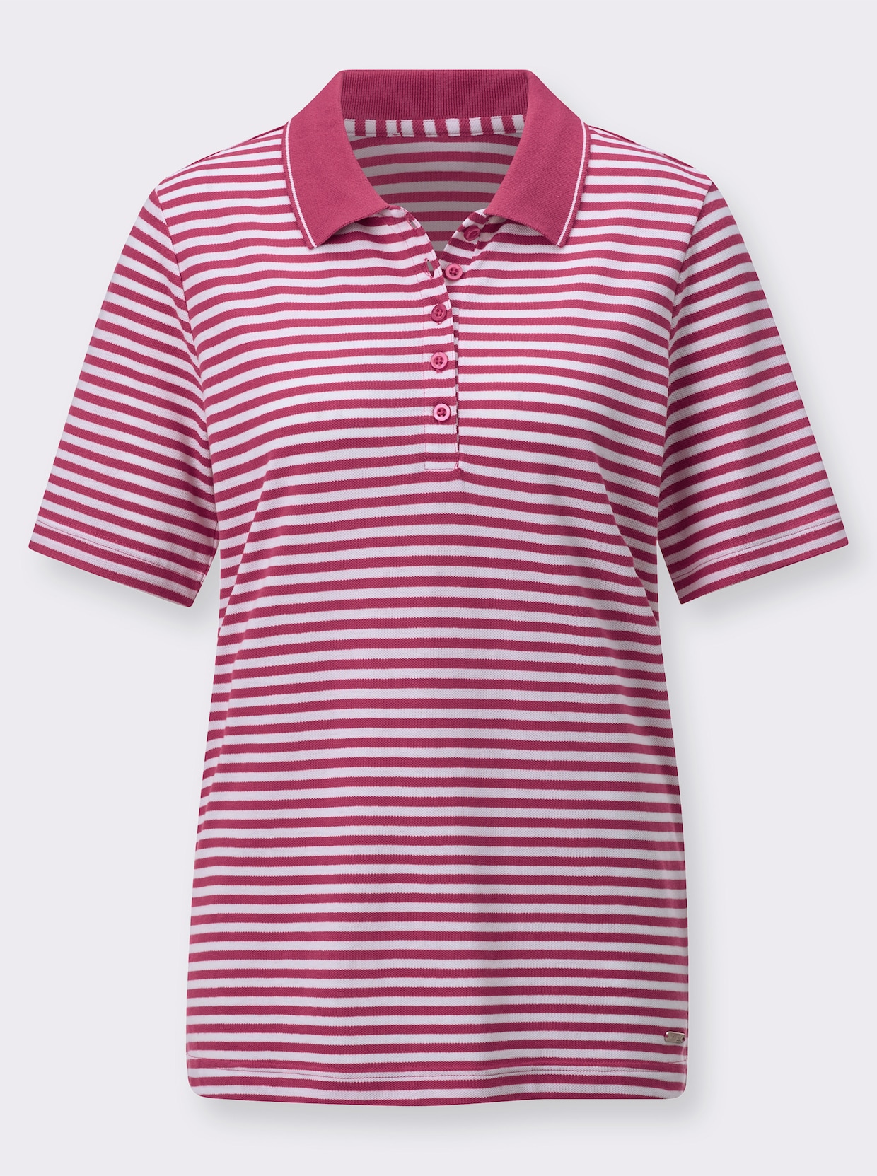 Poloshirt - fuchsia-weiß-geringelt