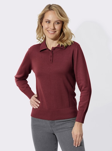 Polopullover mit kurzer Knopfleiste - bordeaux