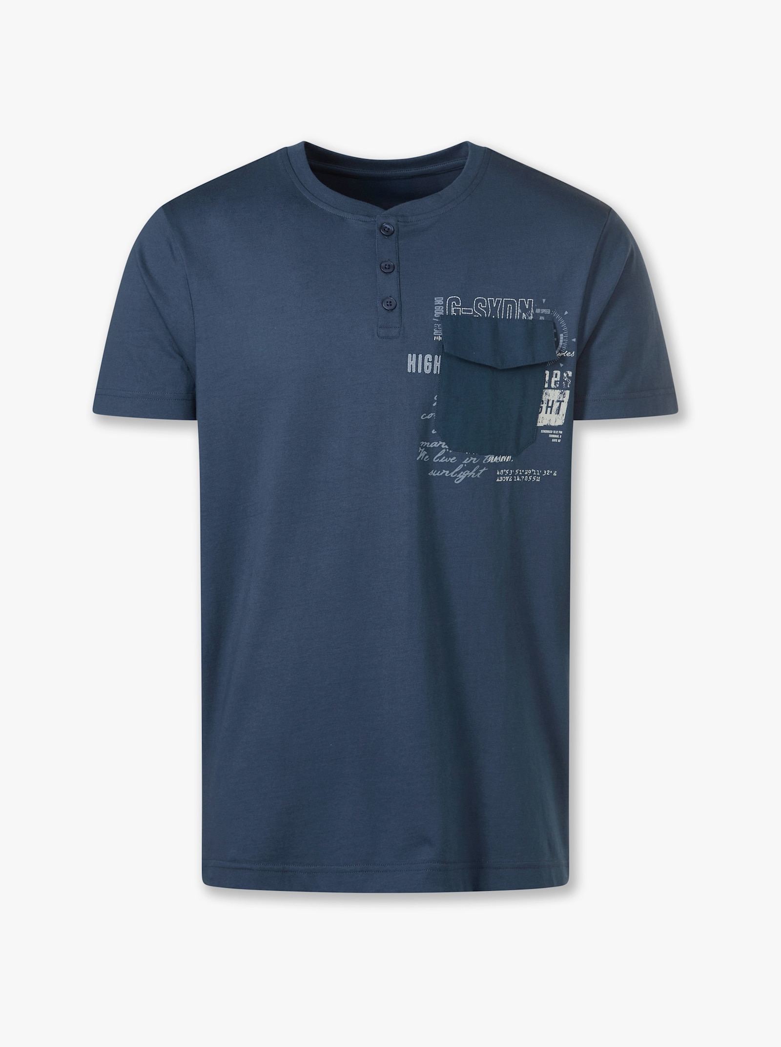 Catamaran Kurzarmshirt mit Henley-Ausschnitt - dunkelblau