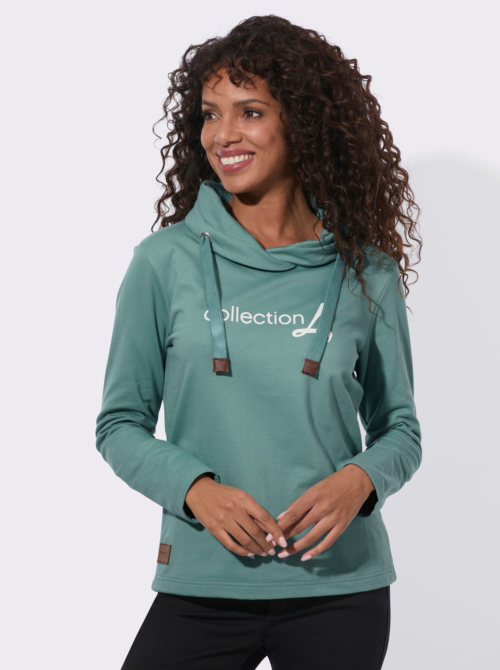  Sweatshirt mit Schriftzug im Vorderteil - jade