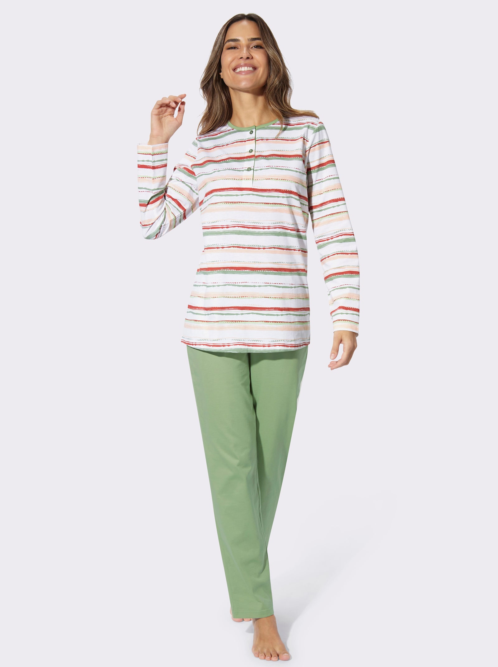Schlafanzug mit Ringel-Muster - eucalyptus-geringelt