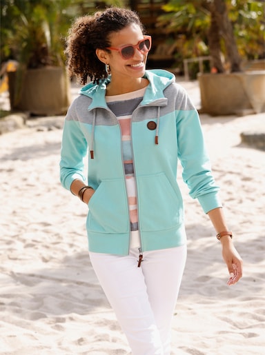 Sweatjacke - mint-hellgrau-meliert