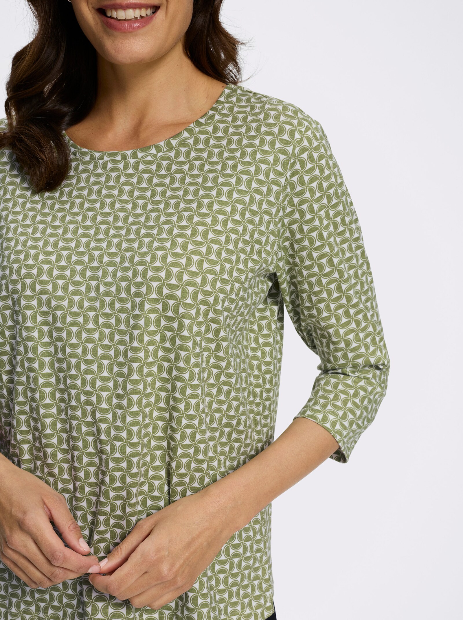 Print-Shirt mit grafischem Dessin - schilf-ecru-bedruckt