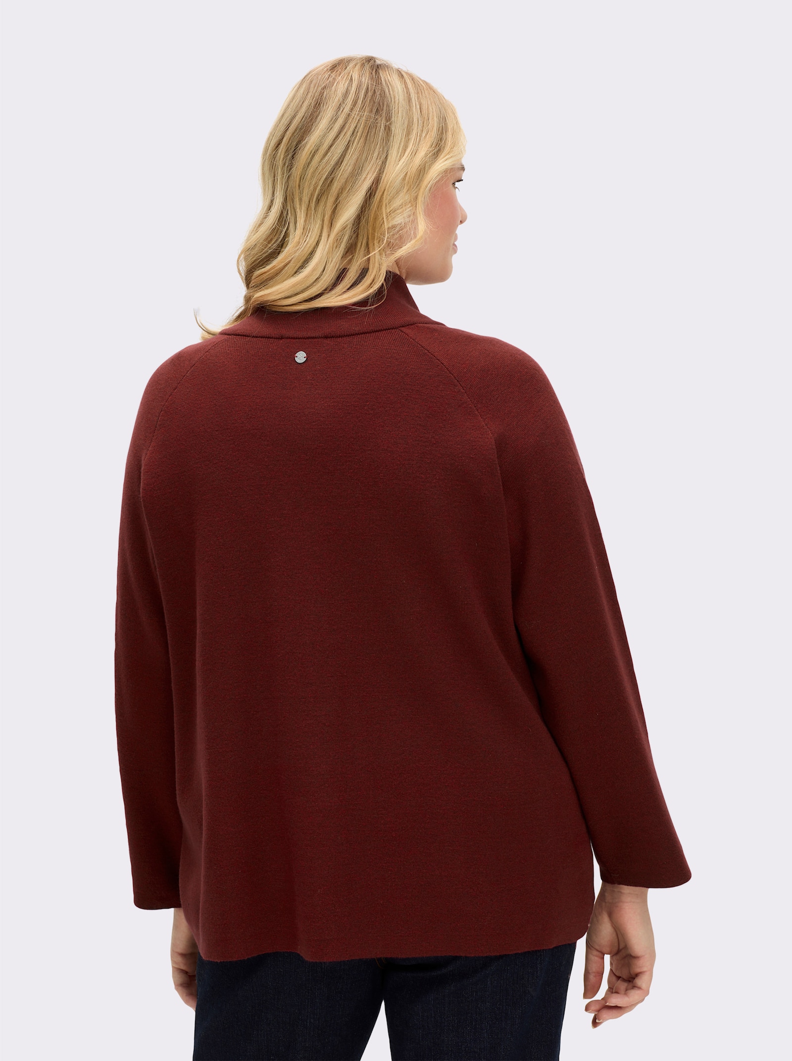 sheego Strickjacke mit weiten 3/4-Ärmeln - kirsche-meliert