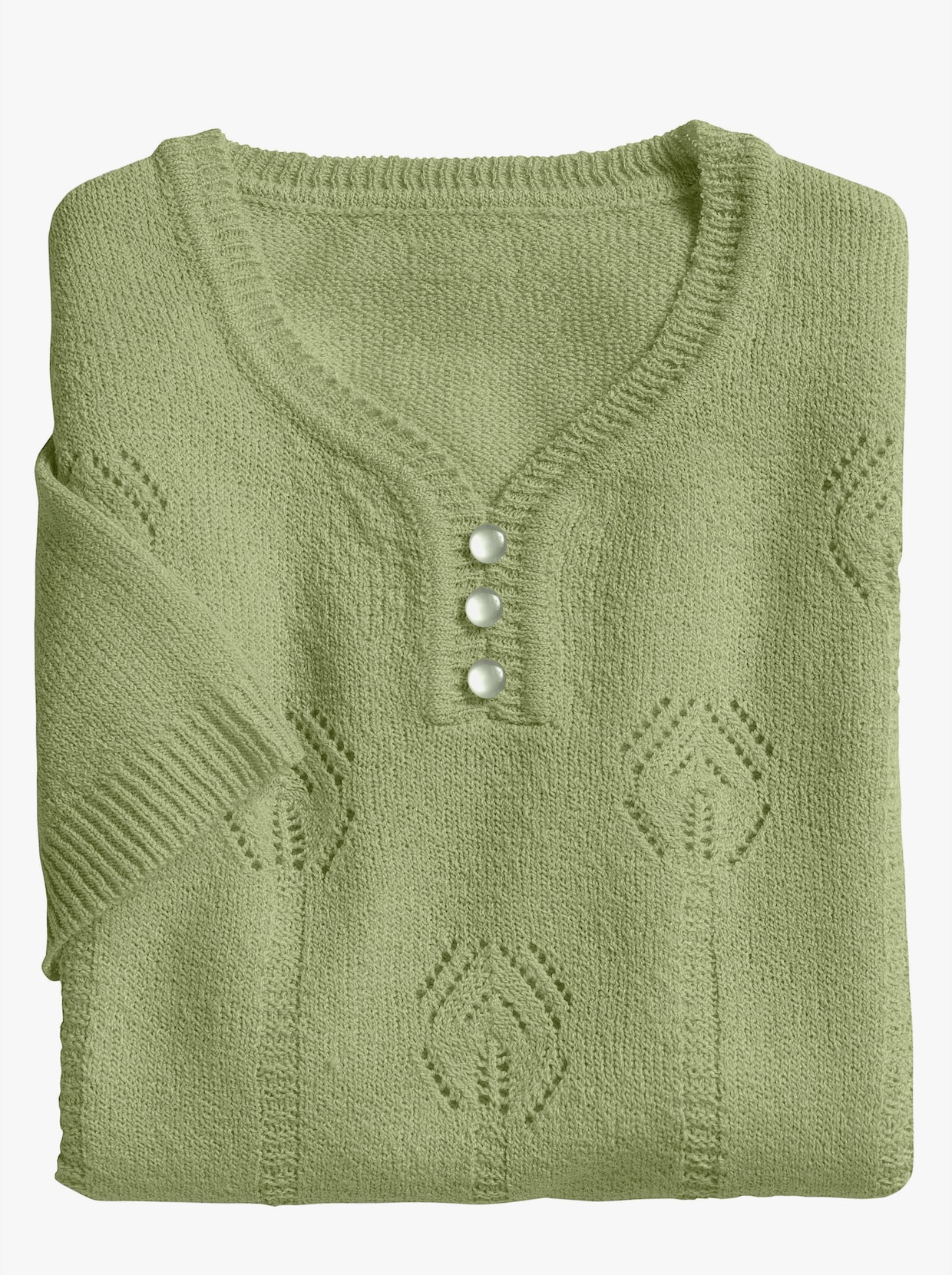 V-Ausschnitt-Pullover - grün