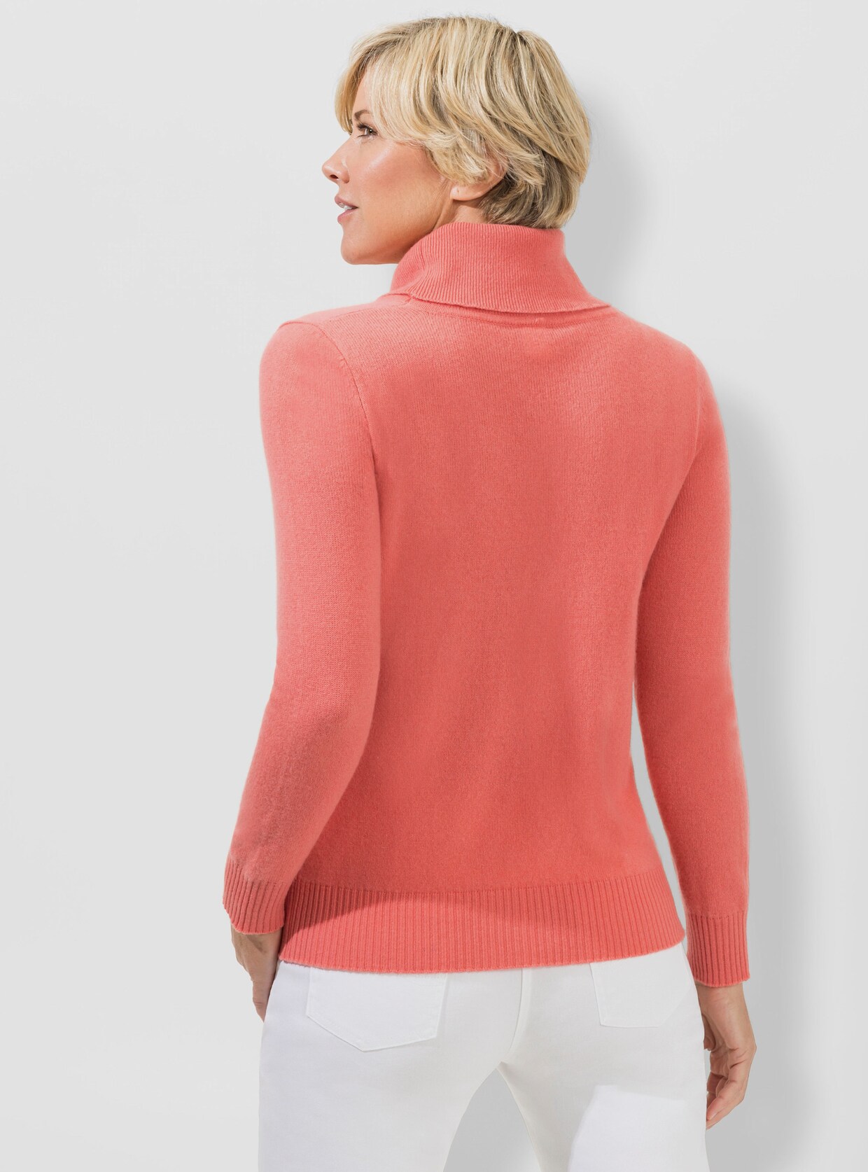 Kaschmirpullover - koralle-meliert