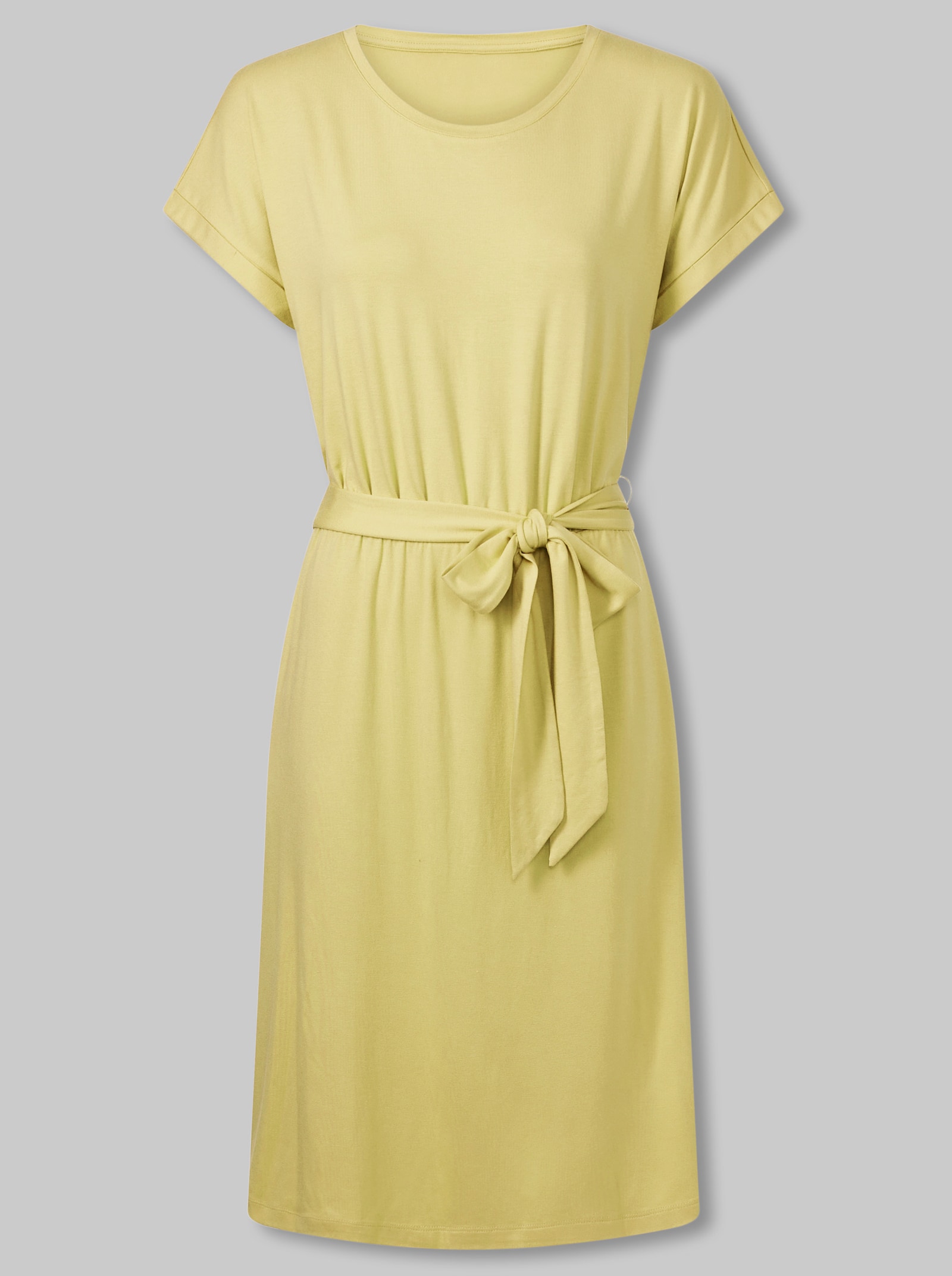 heine Jerseykleid mit Bindegürtel - zitrone