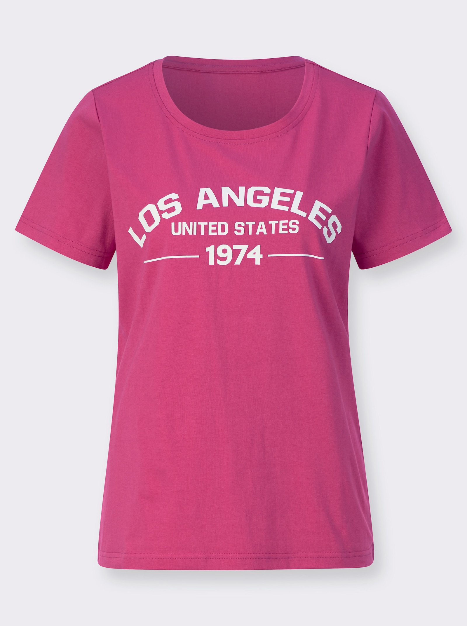 Shirt mit Schriftzug vorne - fuchsia-ecru
