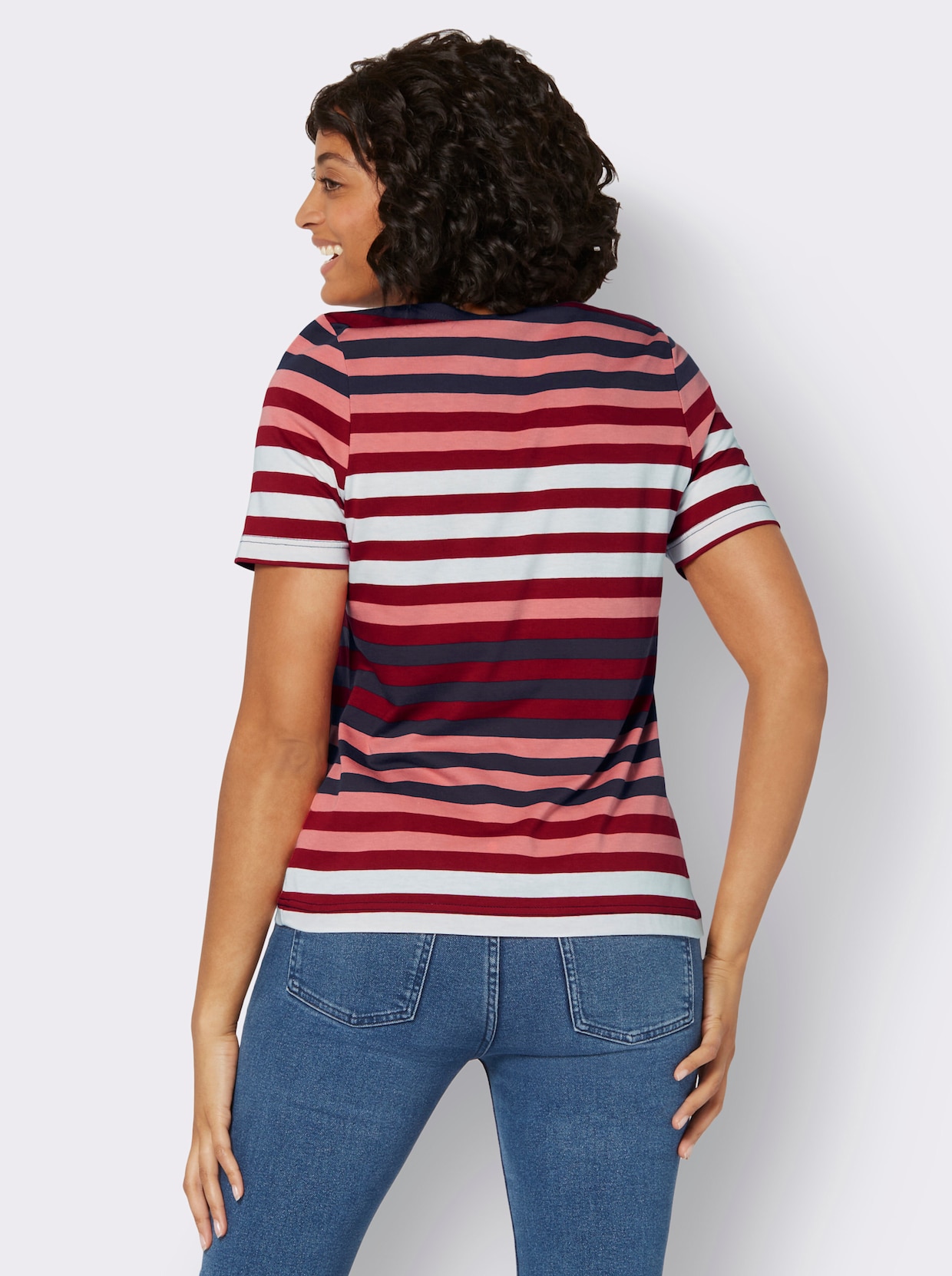 Shirt met korte mouwen - rood/marine gestreept