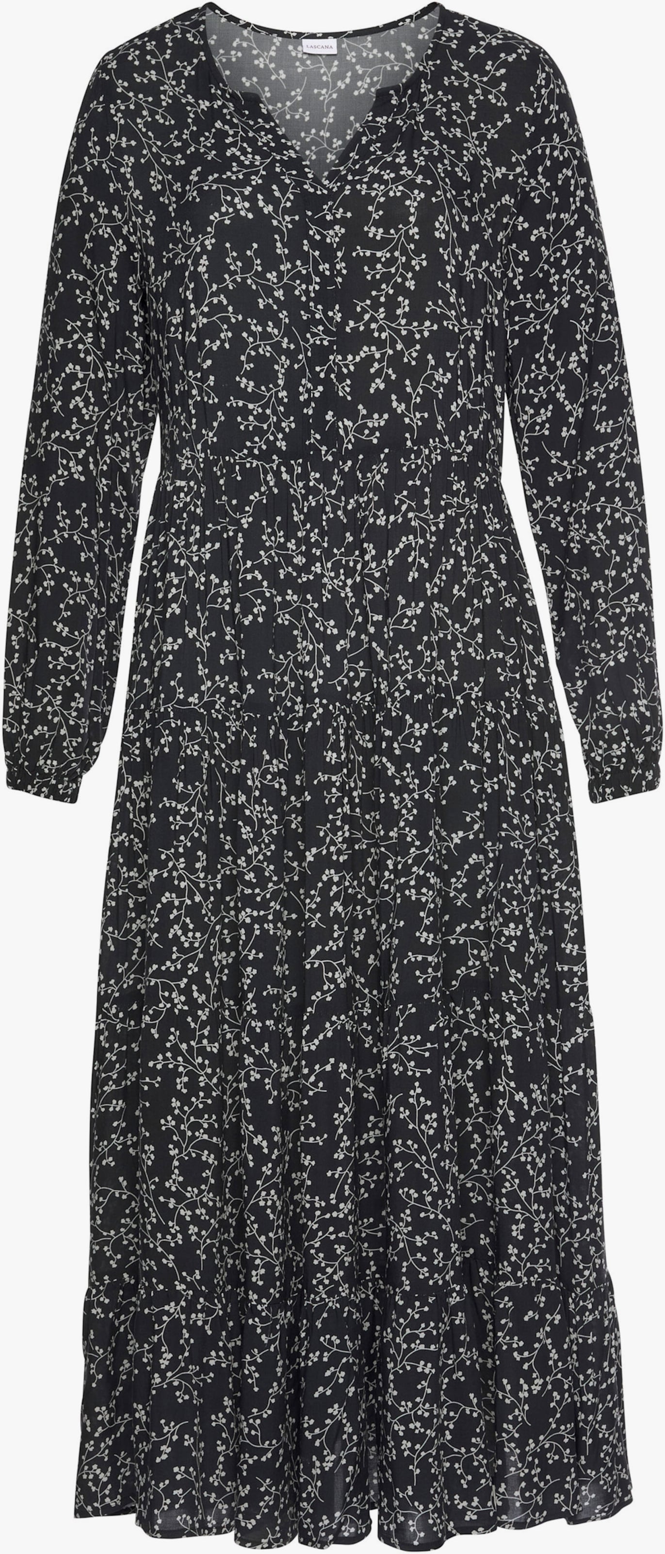 LASCANA Maxikleid - schwarz-creme-bedruckt