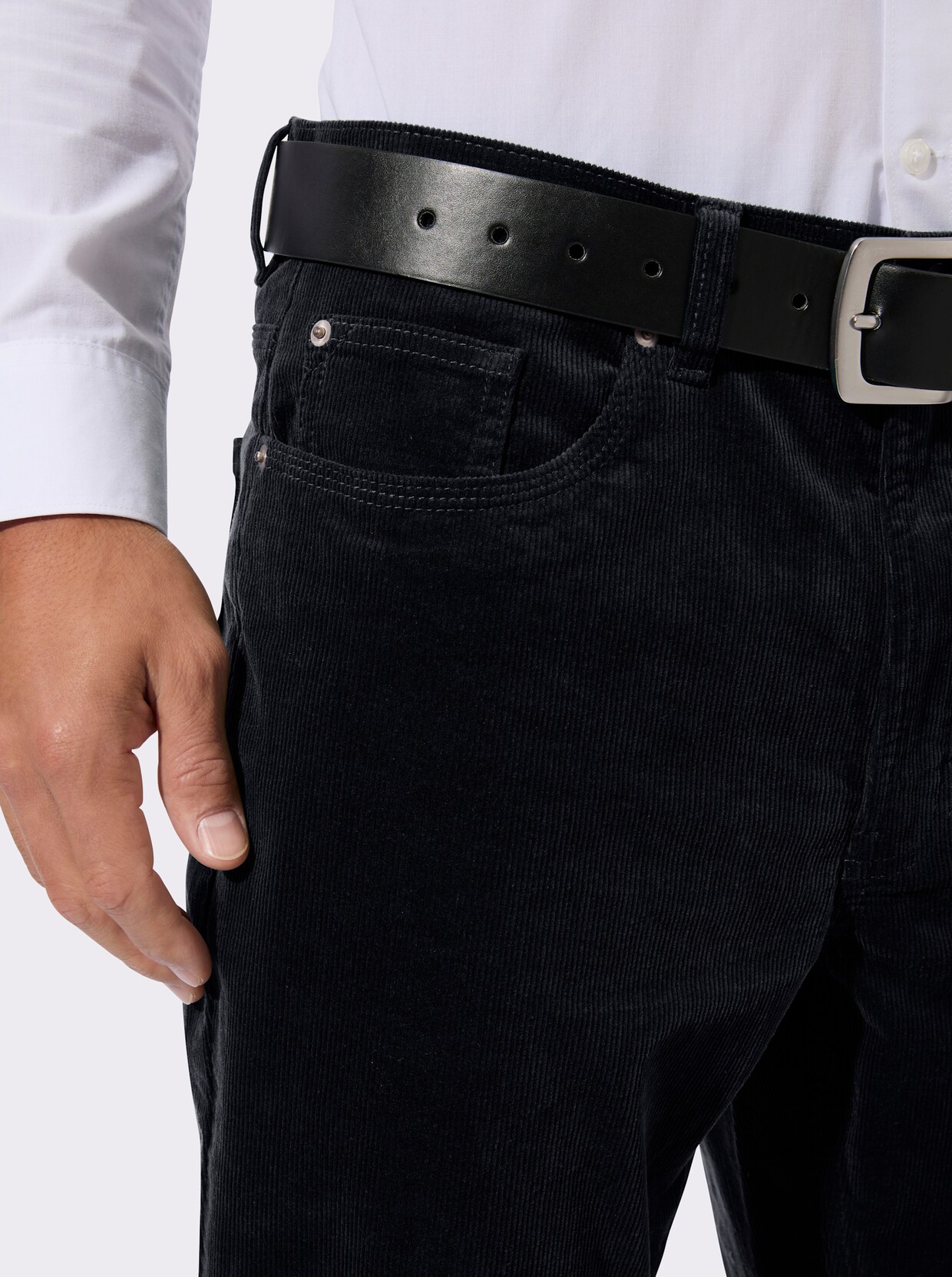 Cordhose aus Baumwoll-Stretch - marine