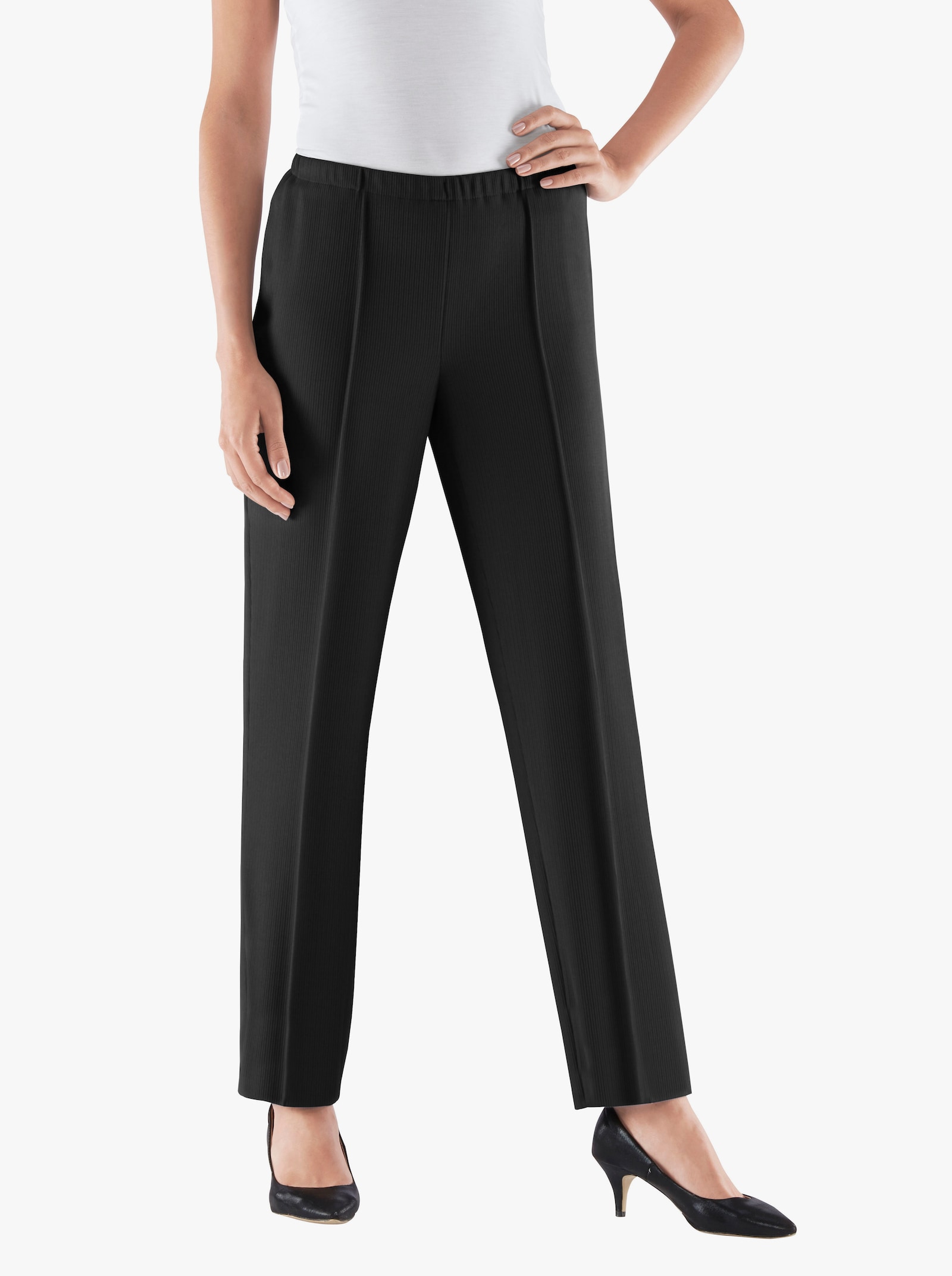 Jerseyhose mit Ripp-Struktur - schwarz