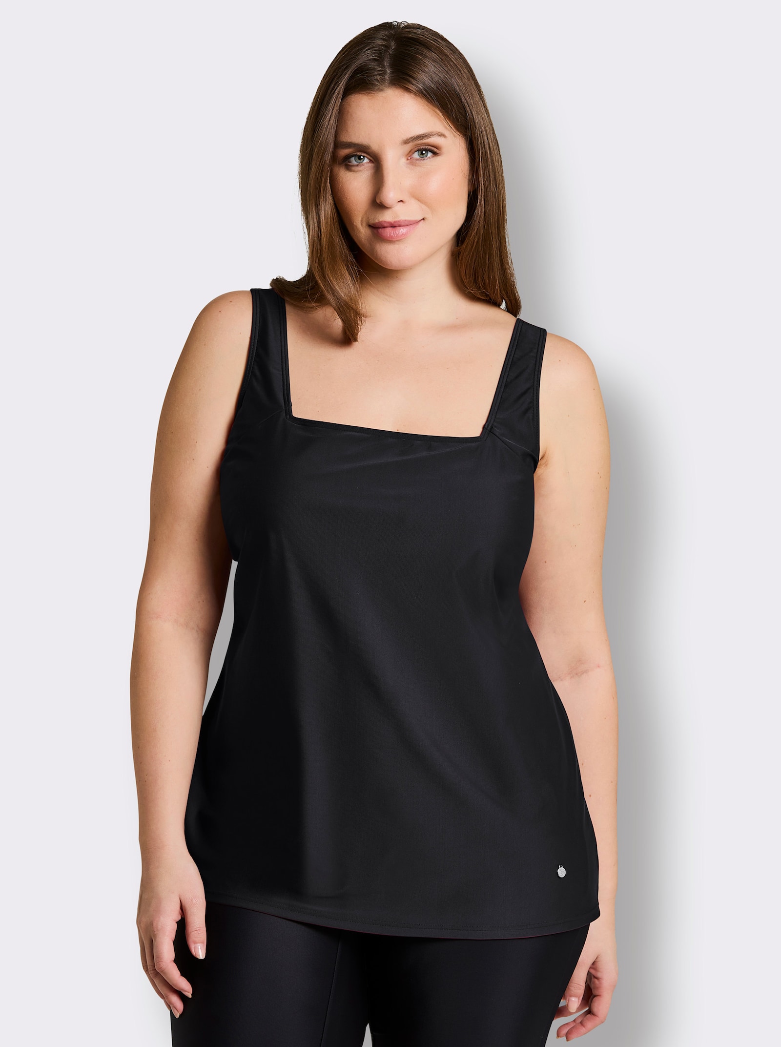 sheego Tankini-Oberteil mit Karree-Ausschnitt - schwarz