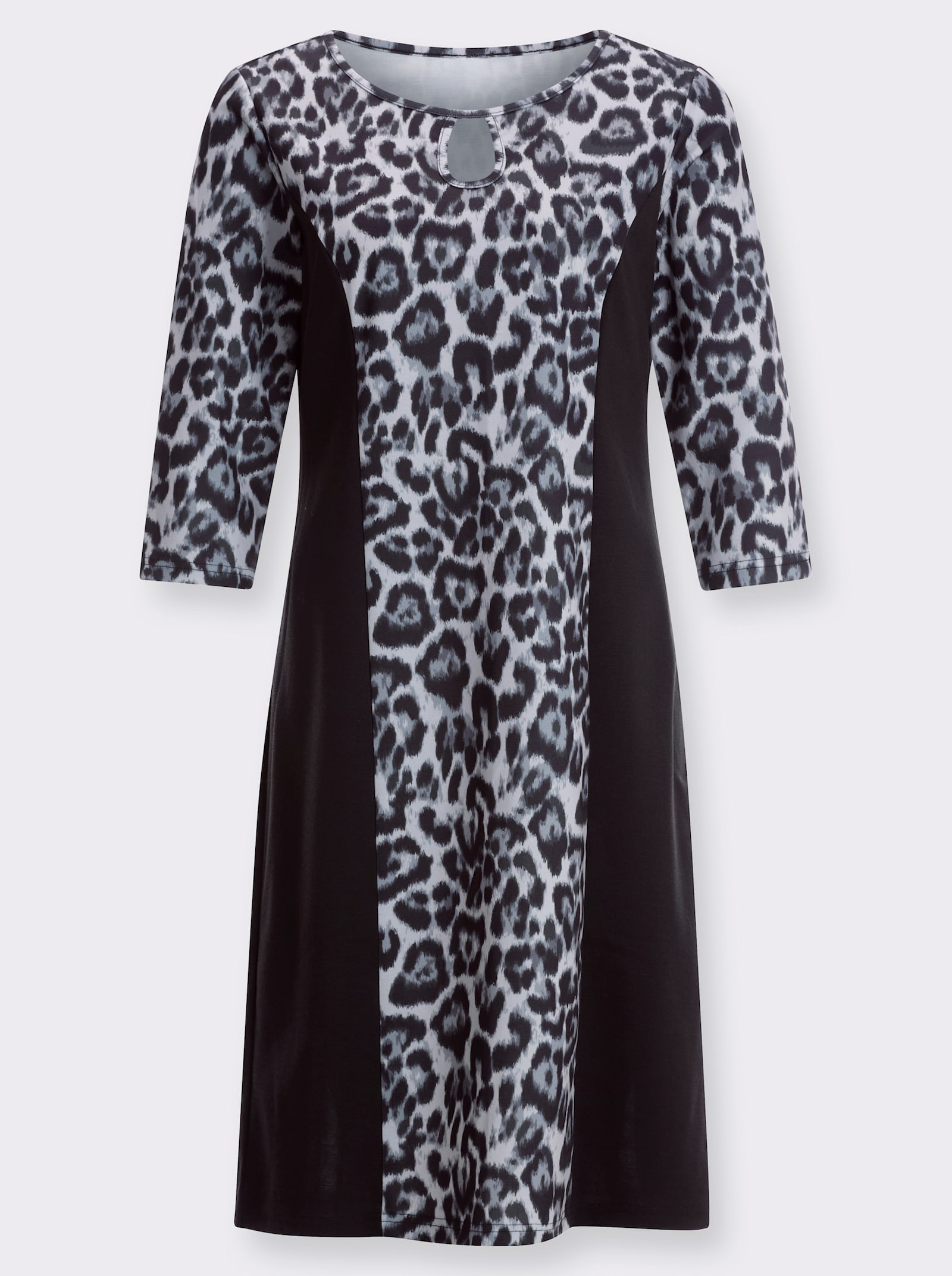 Jurk met print en luipaardpatroon - lichtgrijs/zwart bedrukt