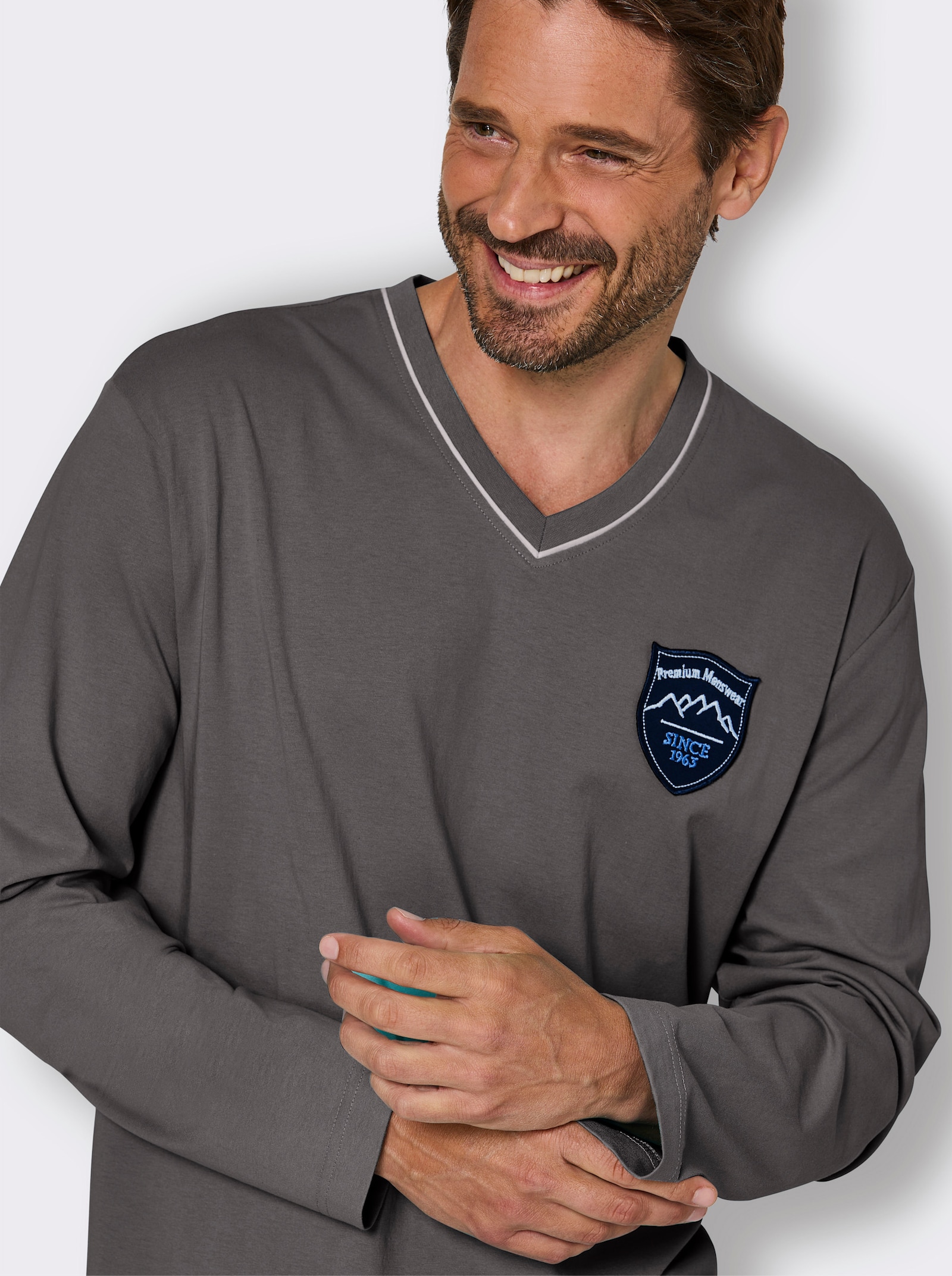 wäschepur men Schlafanzug-Shirt - anthrazit