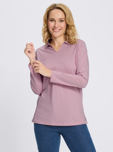 Poloshirt mit Seitenschlitzen - rosé